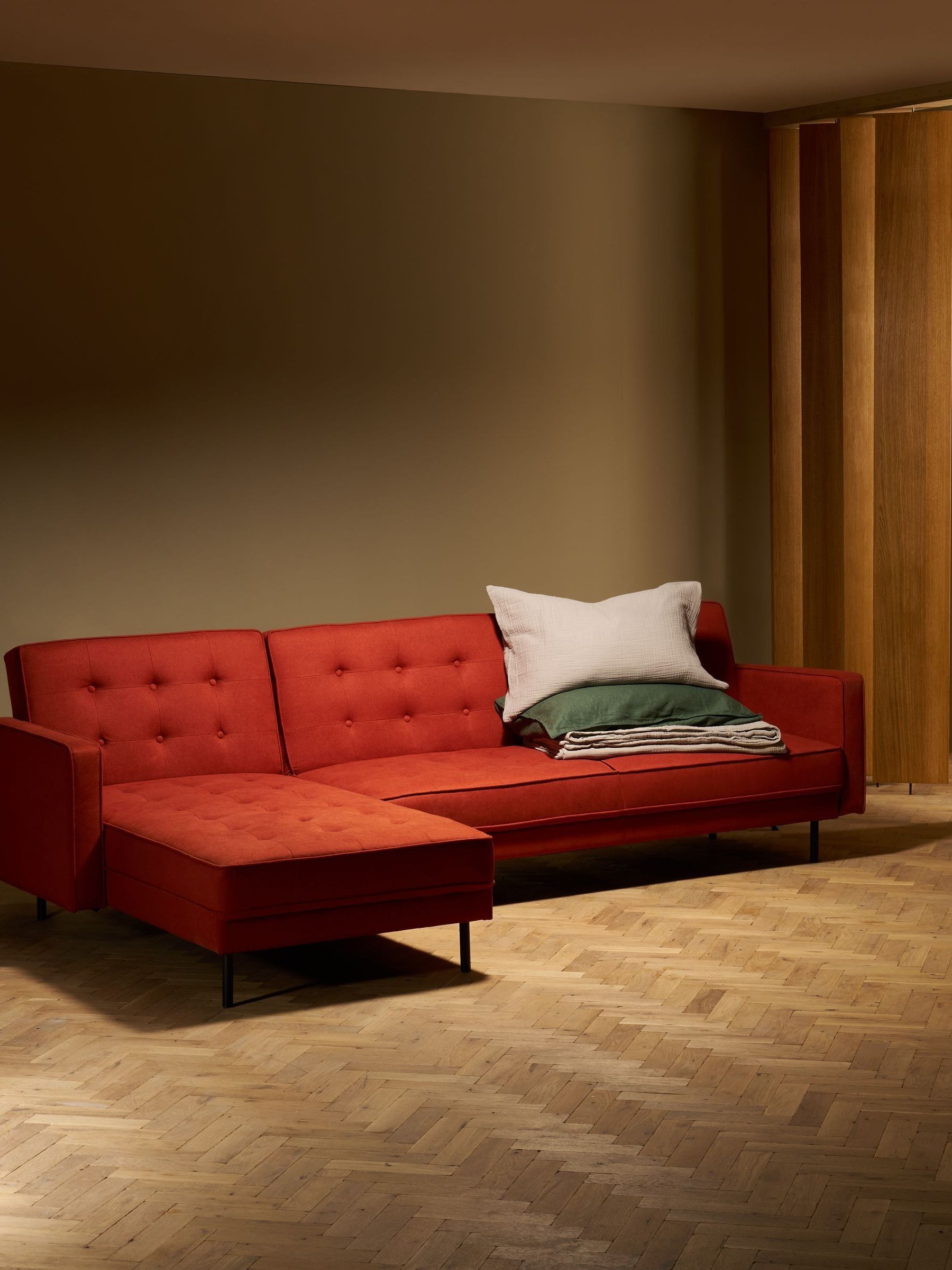 Rosslyn Left Hand Facing Sofa Bed in Orange - Image 1 of 5 Rosslyn Left Hand Facing Sofa Bed in Orange - Image 1 of 5