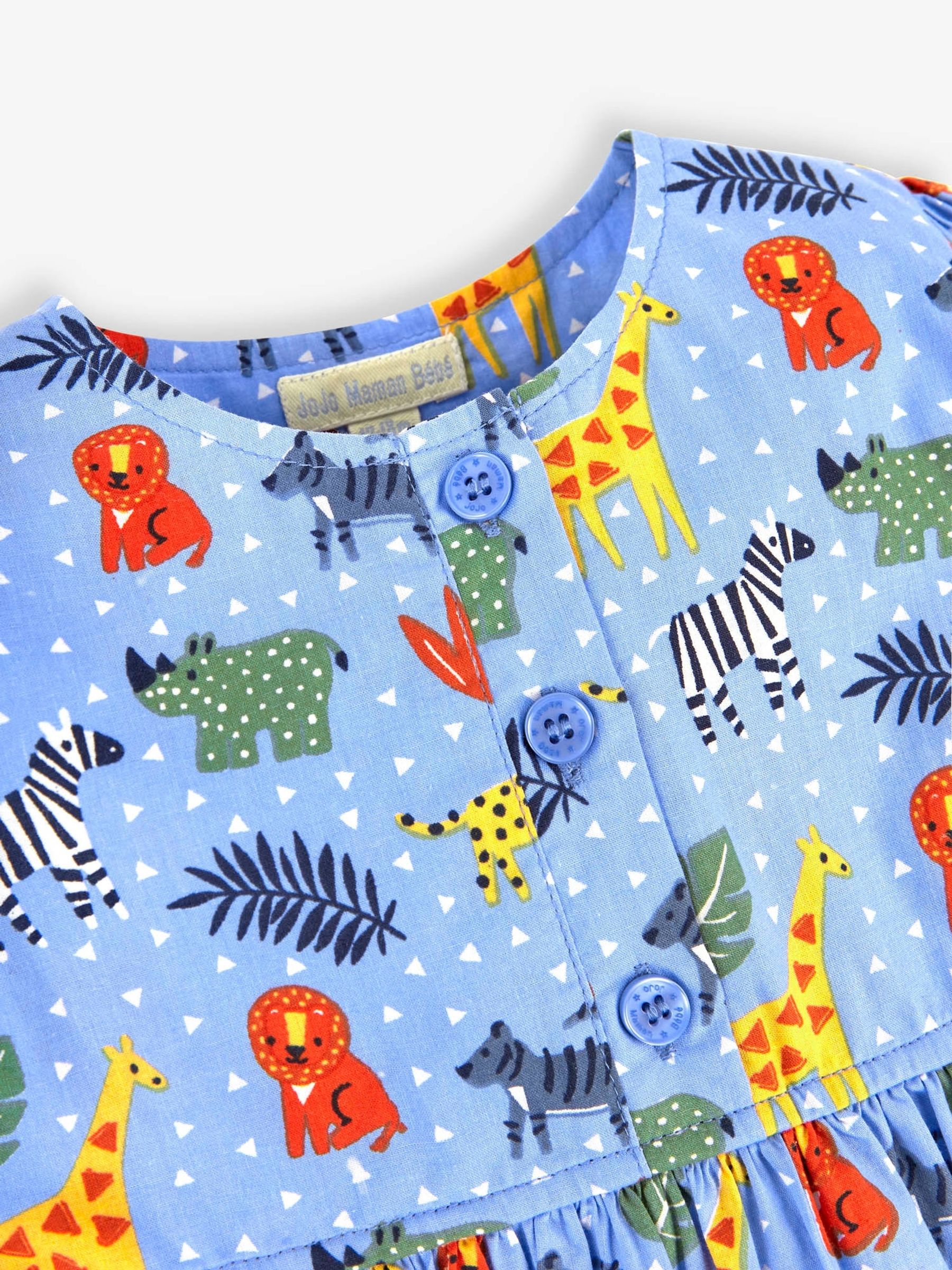 Blue Safari Print With Pet In Pocket Button Front Dress - Image 2 of 5