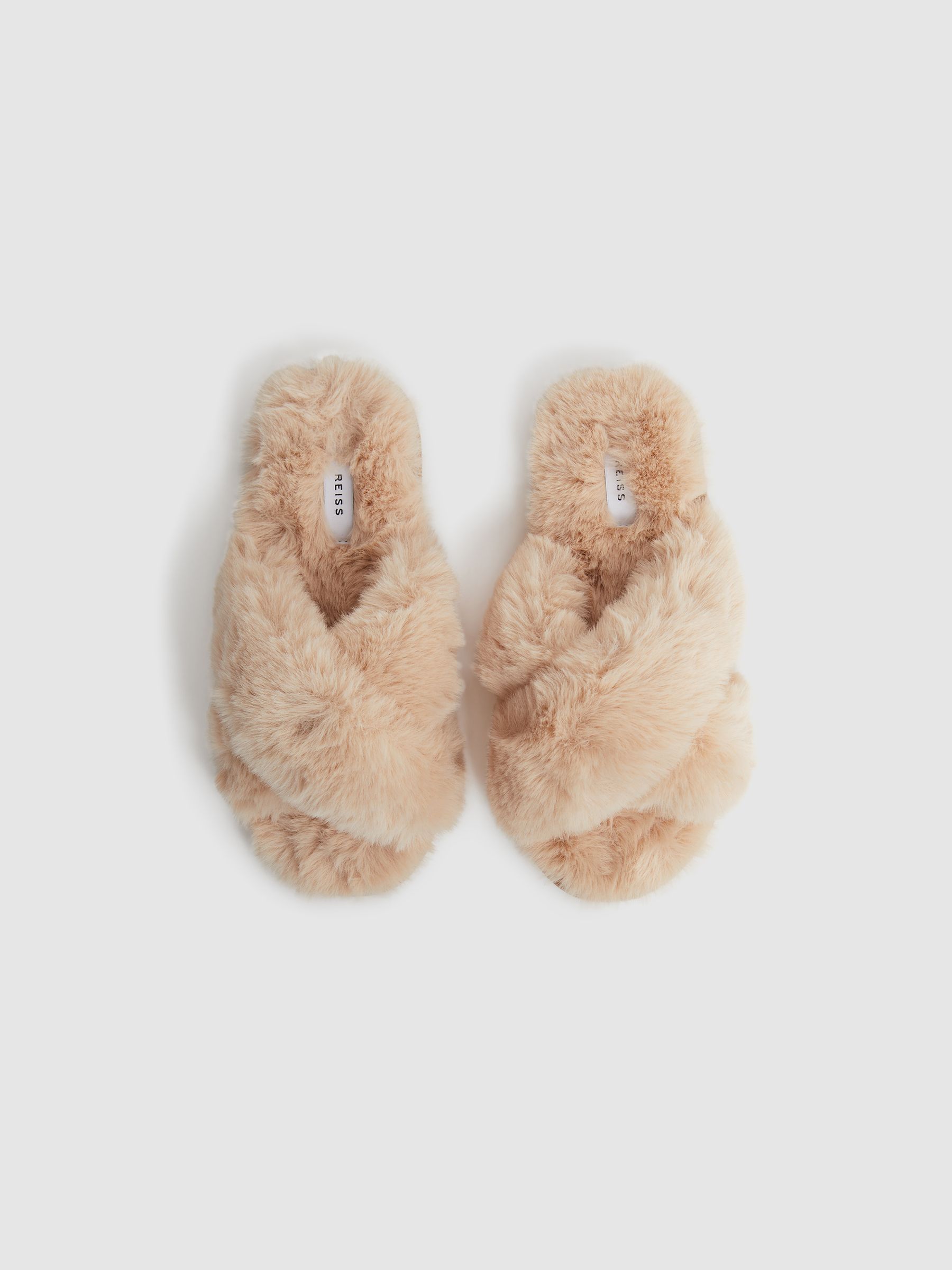 Faux Fur Slippers in Nude - Image 3 of 6