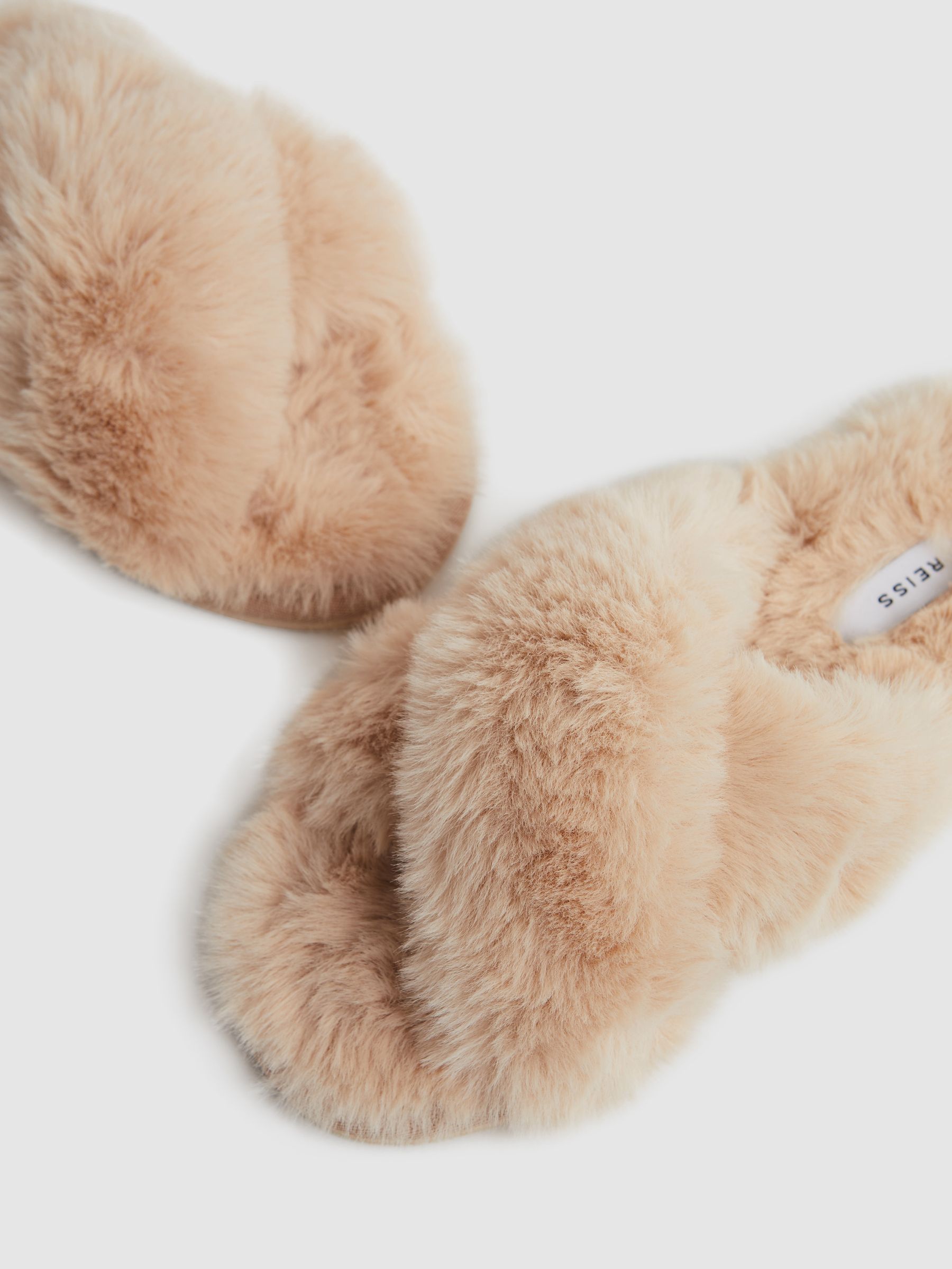 Faux Fur Slippers in Nude - Image 5 of 6
