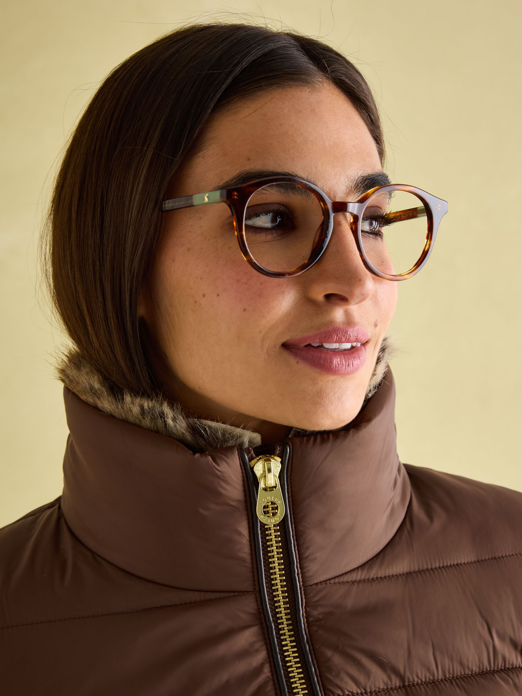 Beckley Brown Padded Showerproof Jacket with Faux Fur Trim - Image 3 of 7