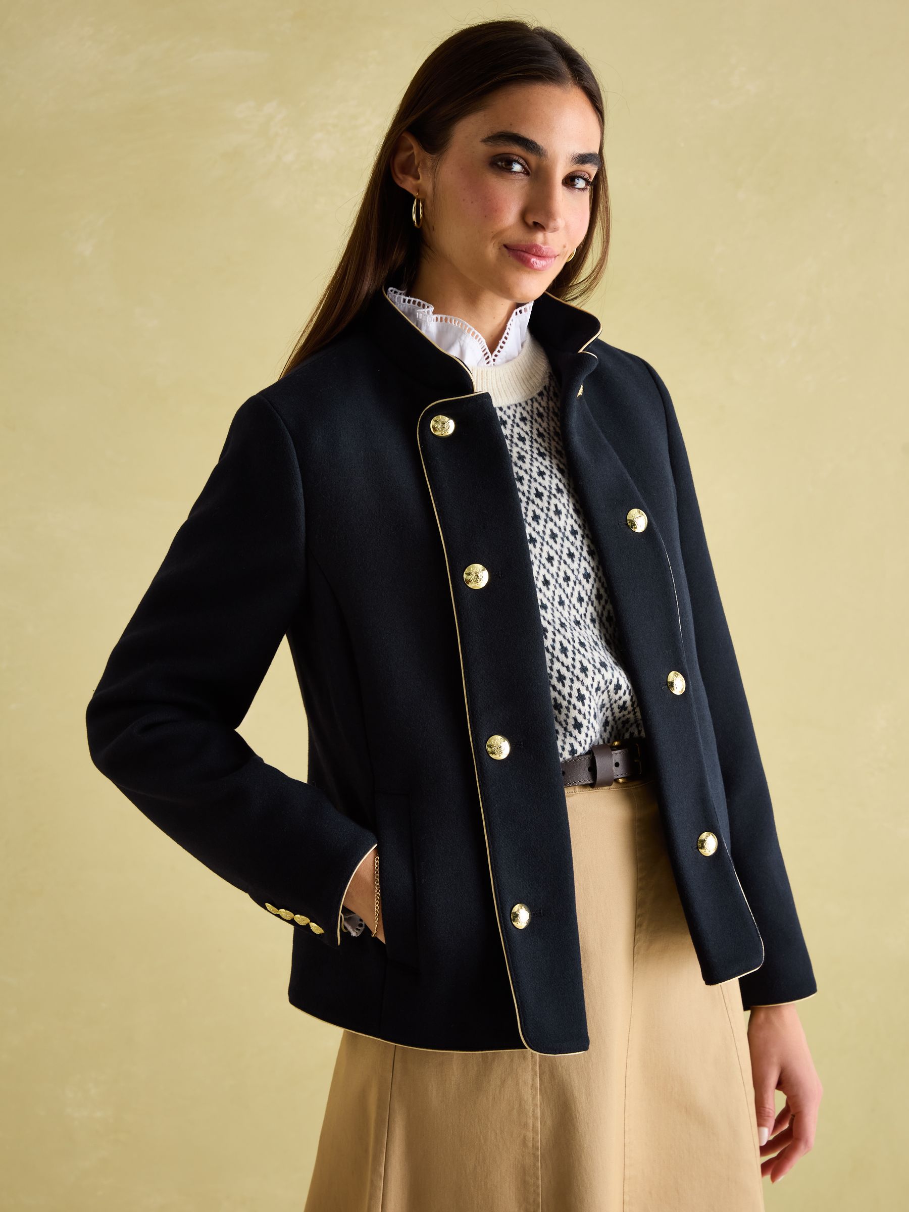 Hazelmere Navy Wool Blend Band Jacket - Image 1 of 7