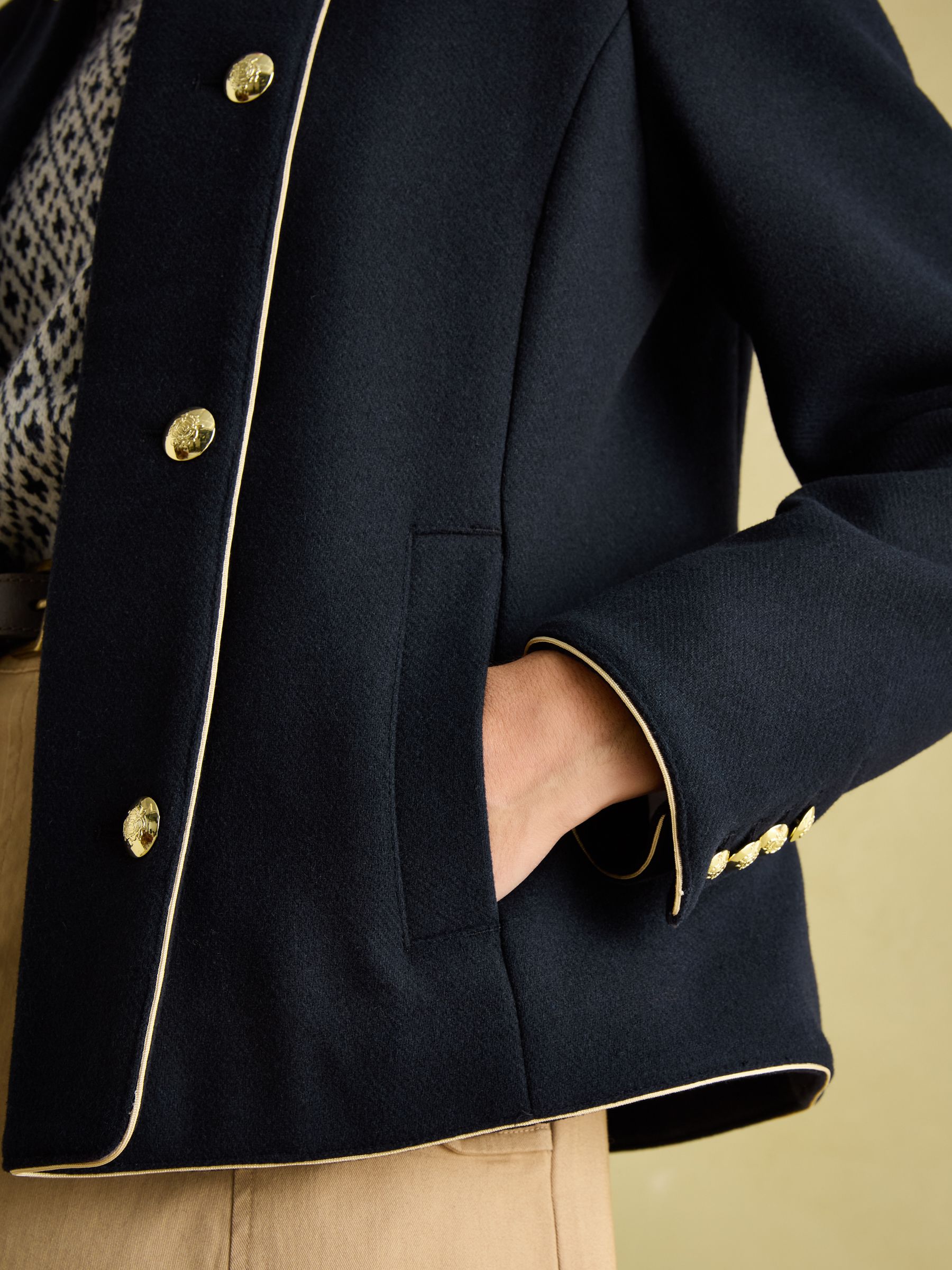 Hazelmere Navy Wool Blend Band Jacket - Image 4 of 7
