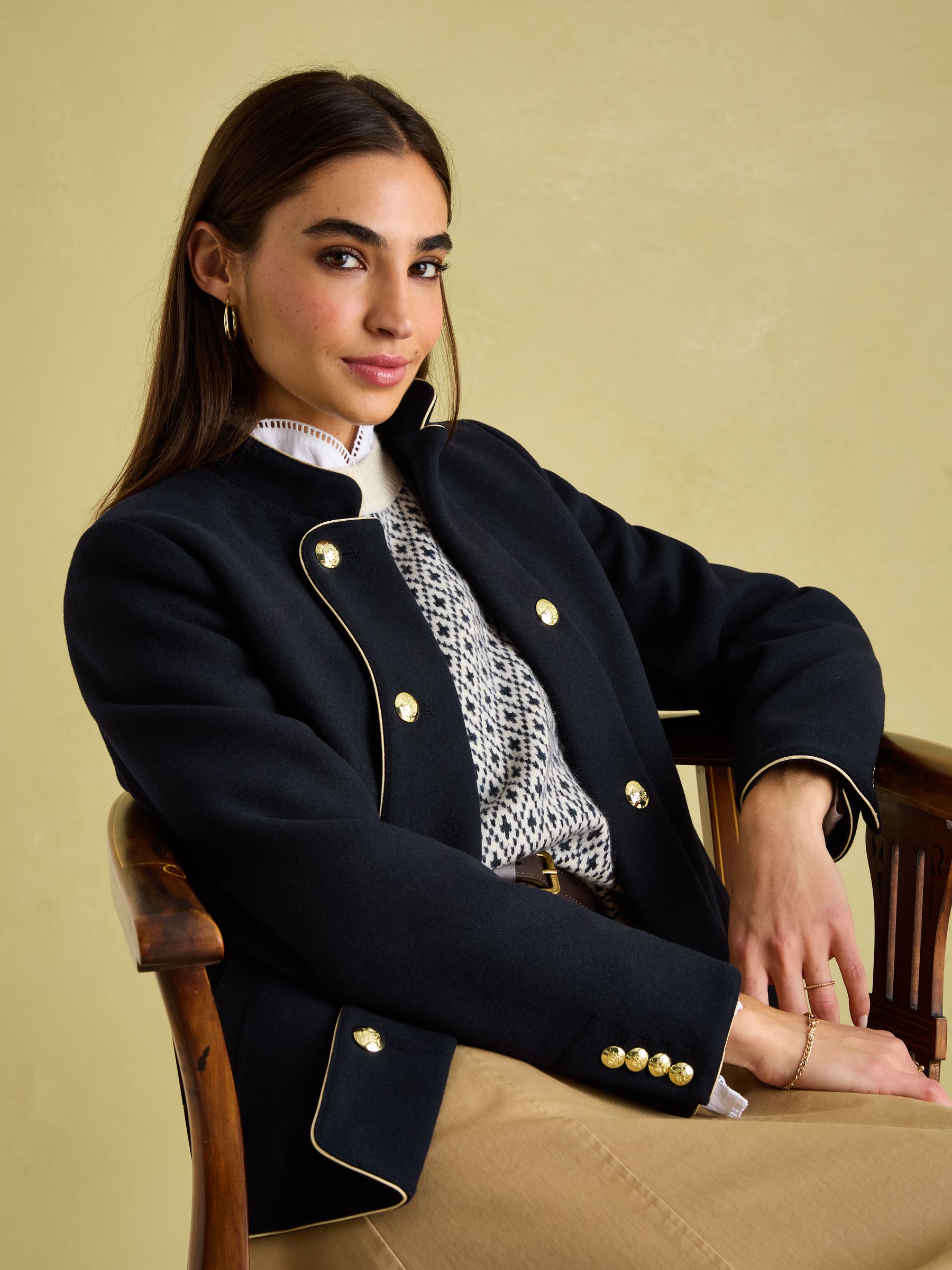 Hazelmere Navy Wool Blend Band Jacket - Image 6 of 7
