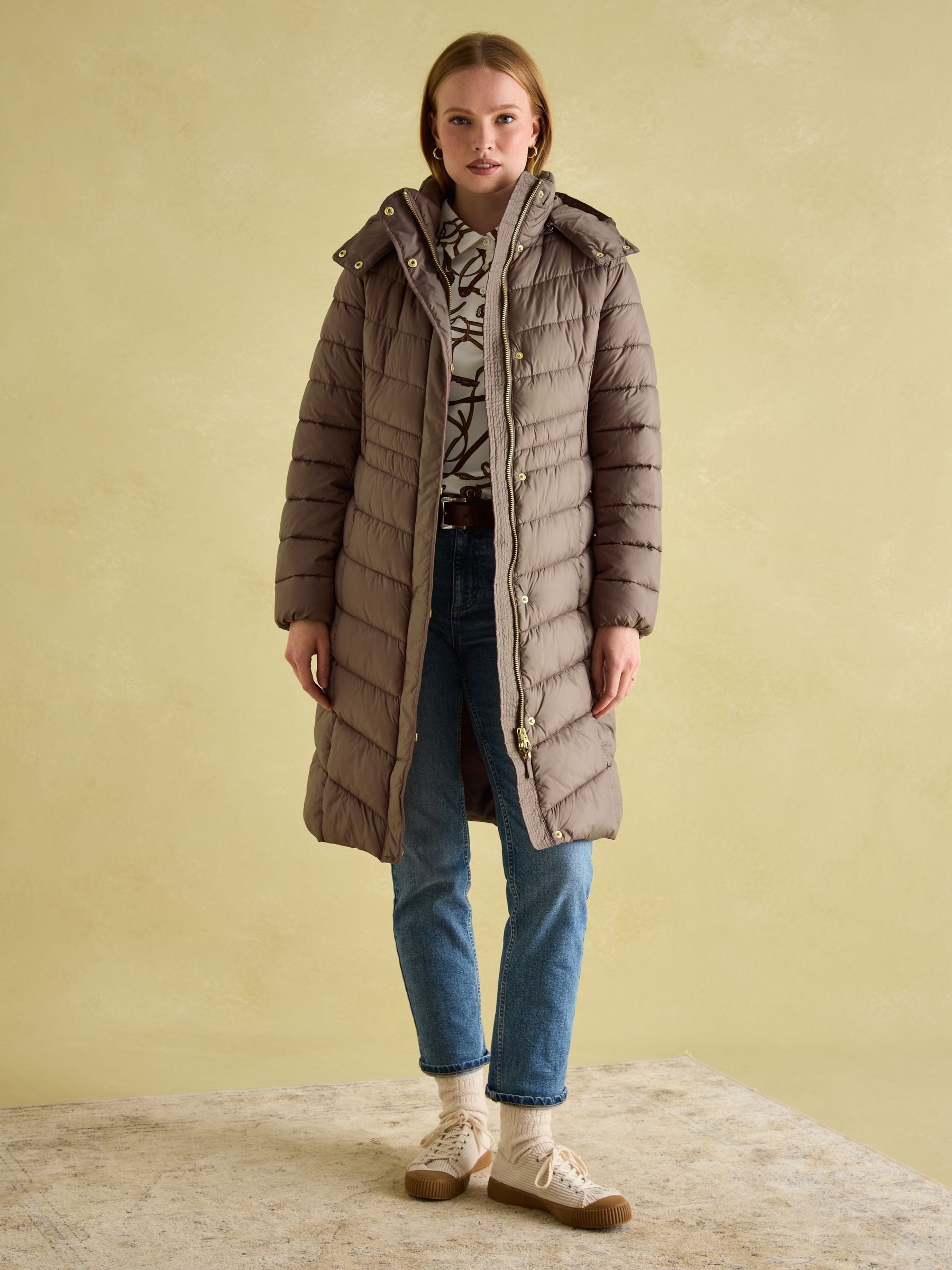 Pembury Neutral Showerproof Longline Padded Coat With Hood - Image 3 of 8