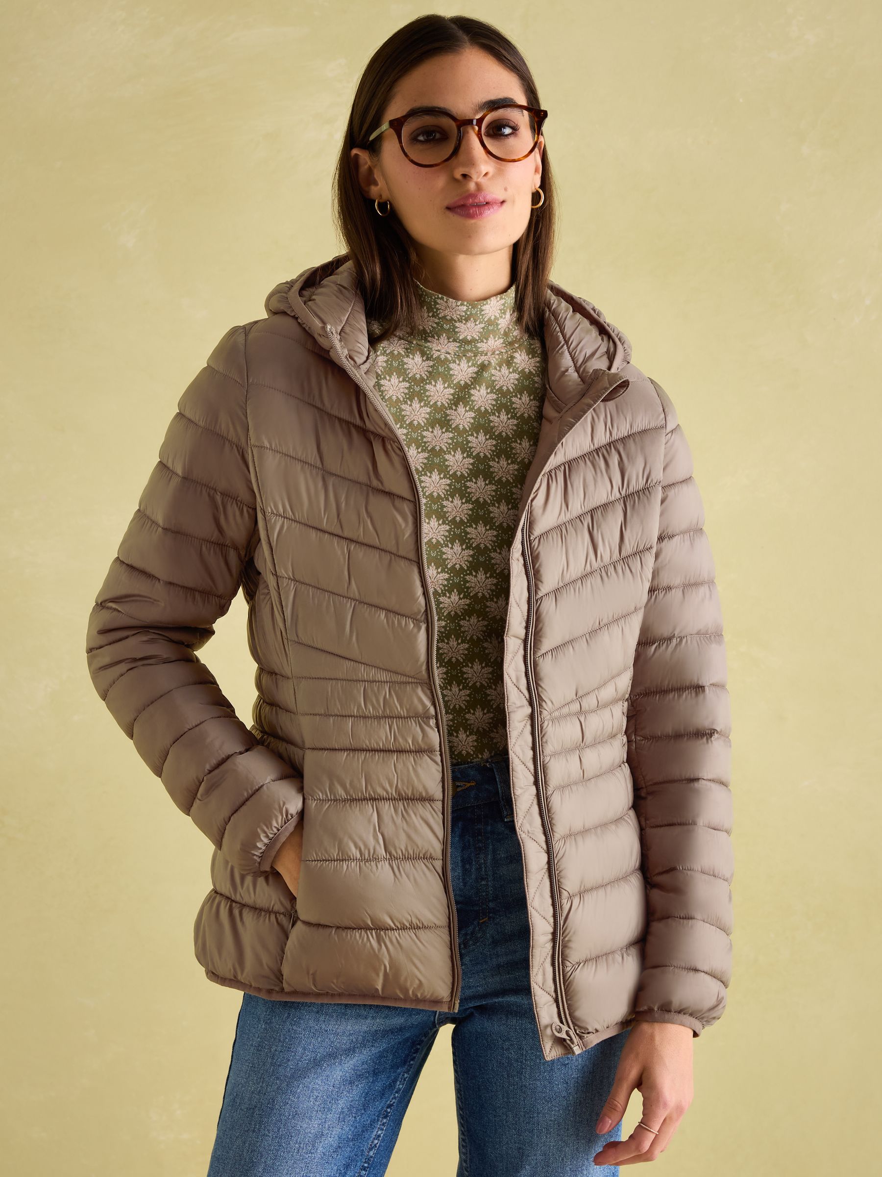 Kenley Neutral Showerproof Padded Coat with Hood - Image 3 of 7
