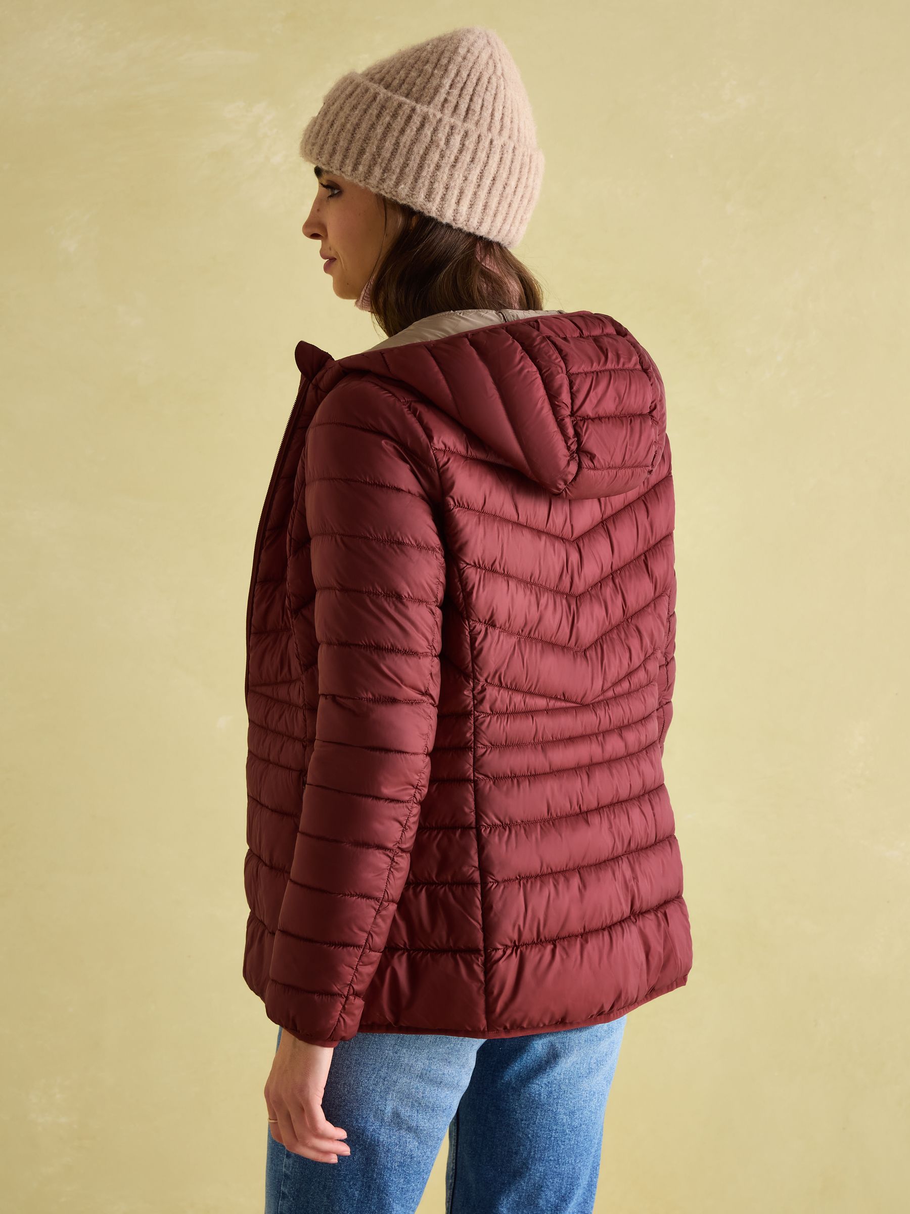 Kenley Dark Red Showerproof Padded Coat with Hood - Image 2 of 7