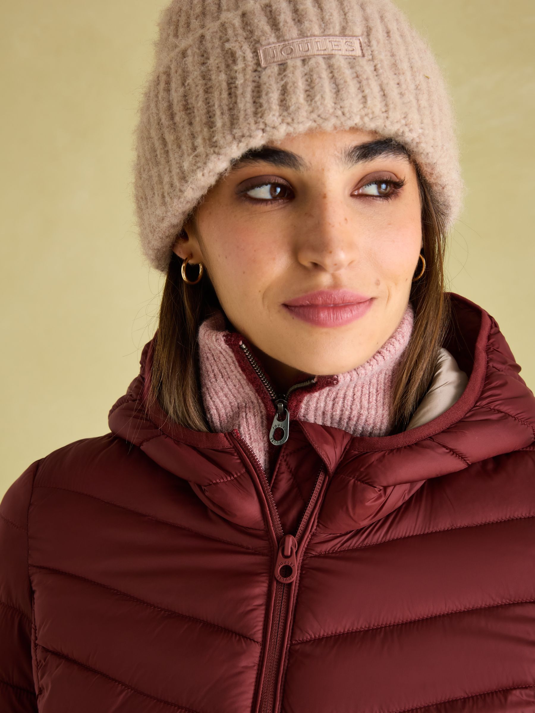 Kenley Dark Red Showerproof Padded Coat with Hood - Image 4 of 7