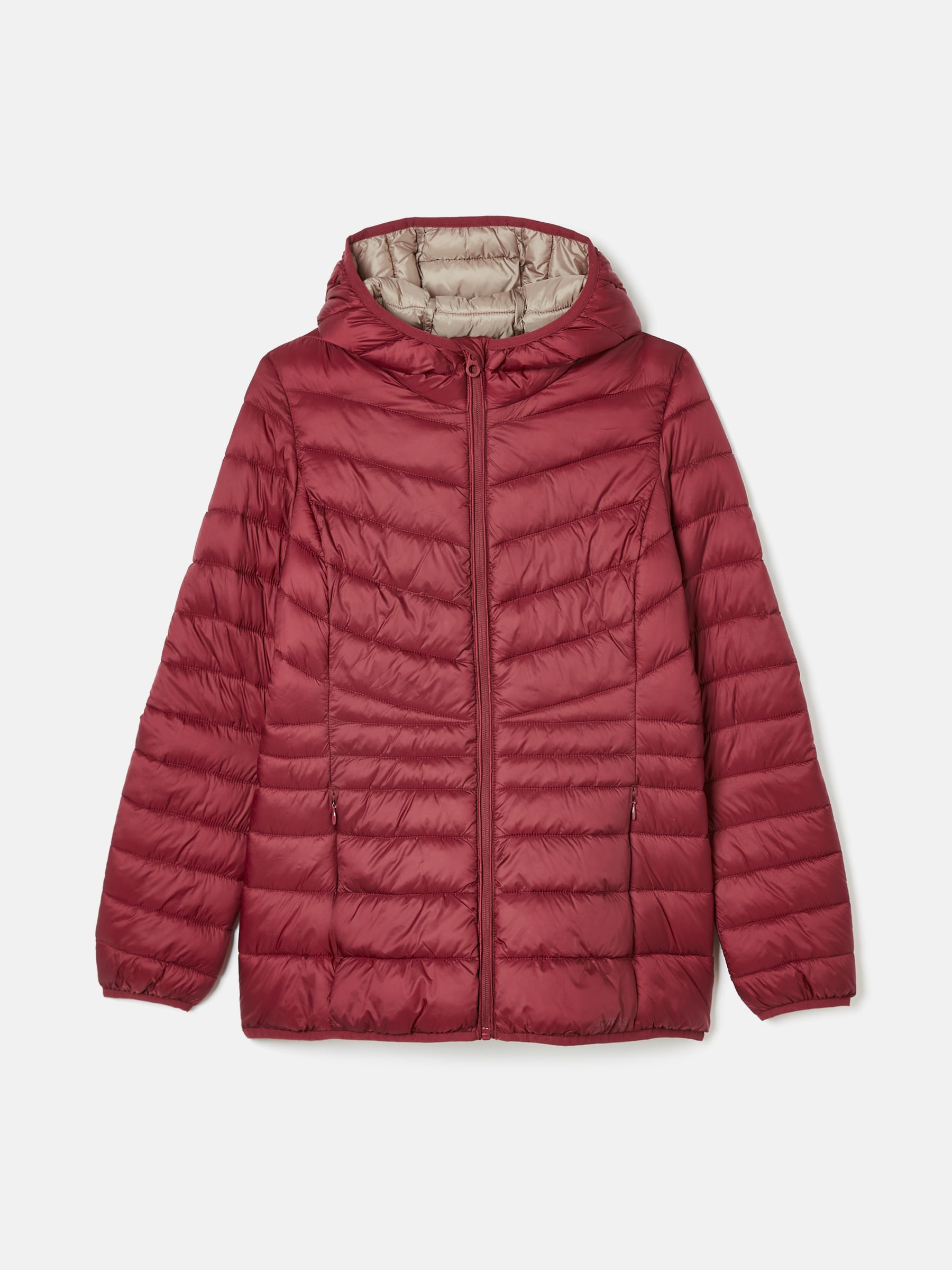 Kenley Dark Red Showerproof Padded Coat with Hood - Image 7 of 7
