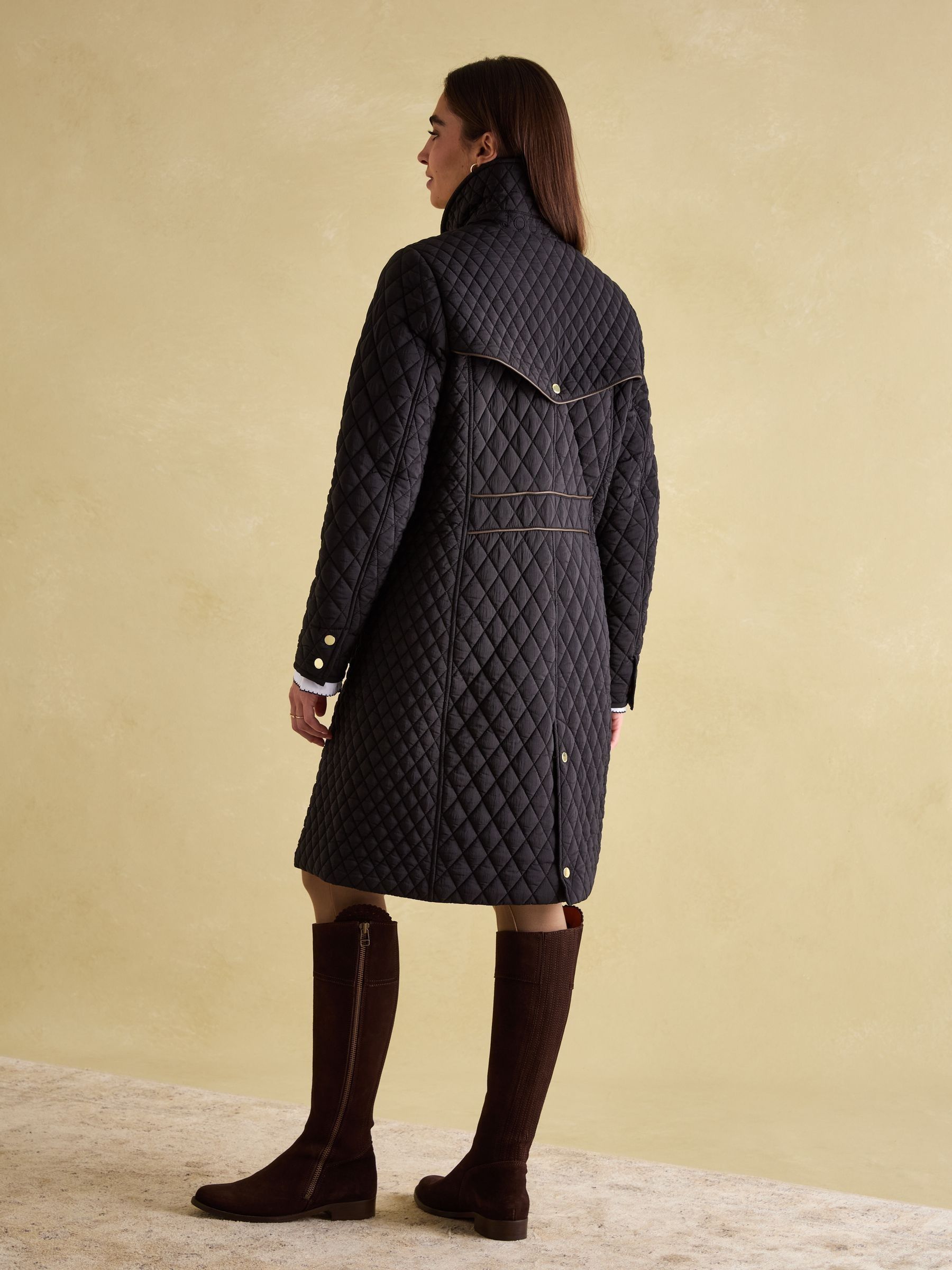 Rosewell Black Showerproof Longline Diamond Quilted Coat - Image 2 of 8
