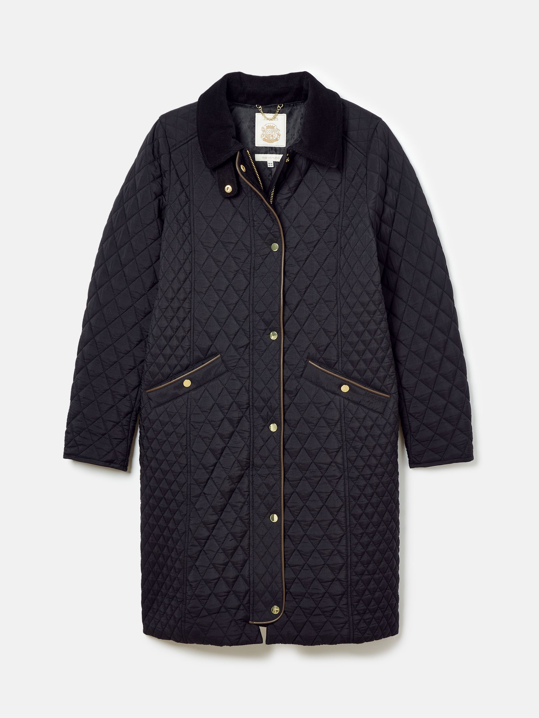 Rosewell Black Showerproof Longline Diamond Quilted Coat - Image 8 of 8