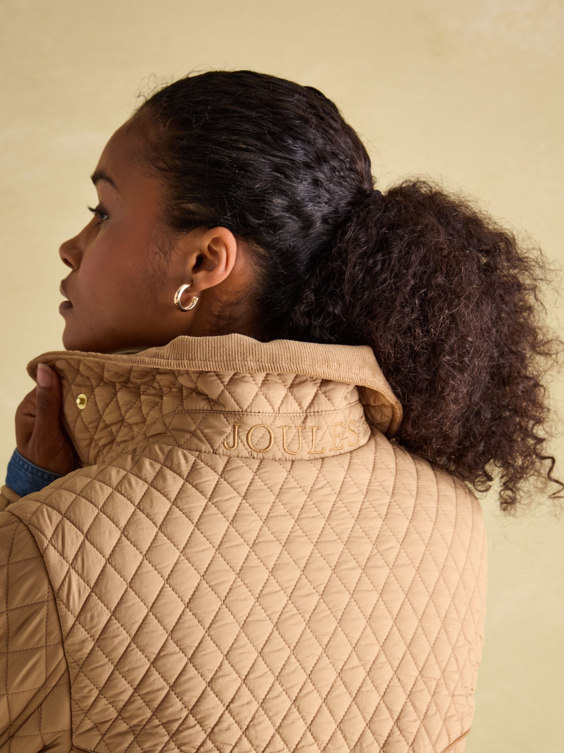 Rosewell Tan Brown Showerproof Longline Diamond Quilted Coat - Image 4 of 6
