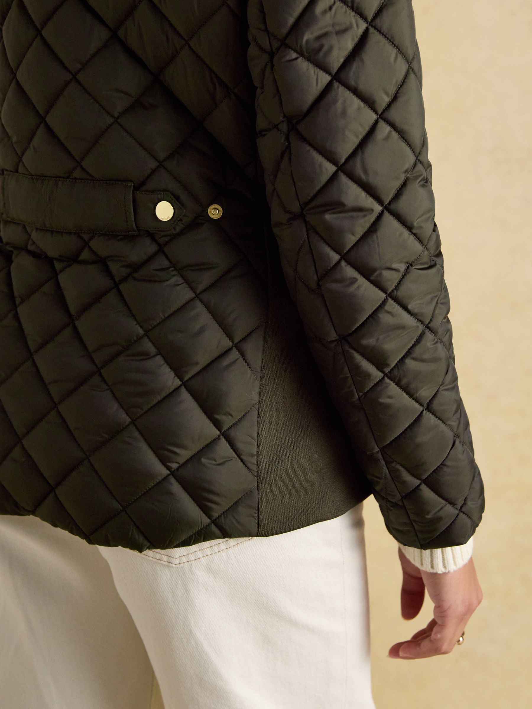 Braemar Luxe Khaki Green Showerproof Diamond Quilted Coat - Image 10 of 12
