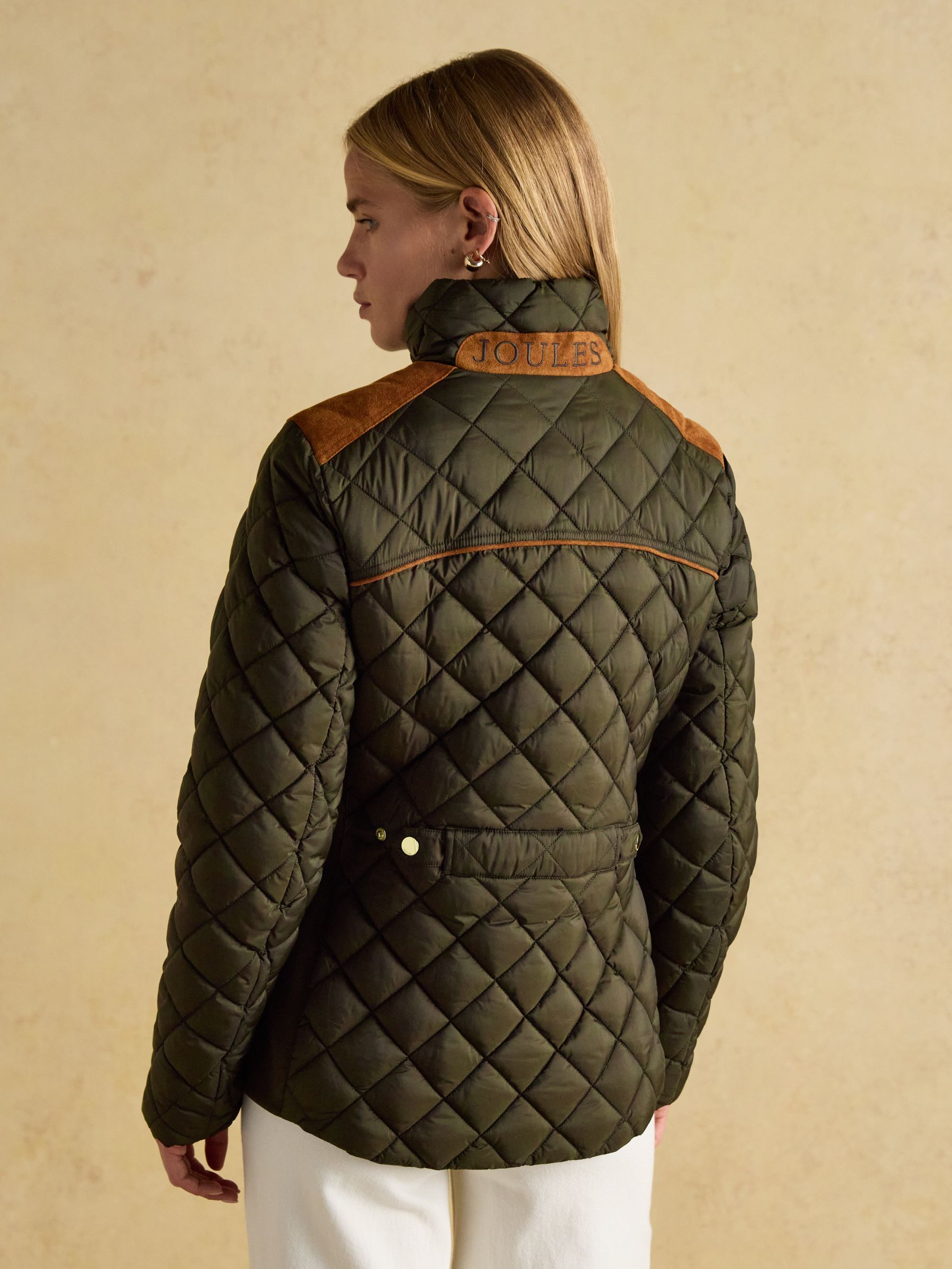 Braemar Luxe Khaki Green Showerproof Diamond Quilted Coat - Image 2 of 6