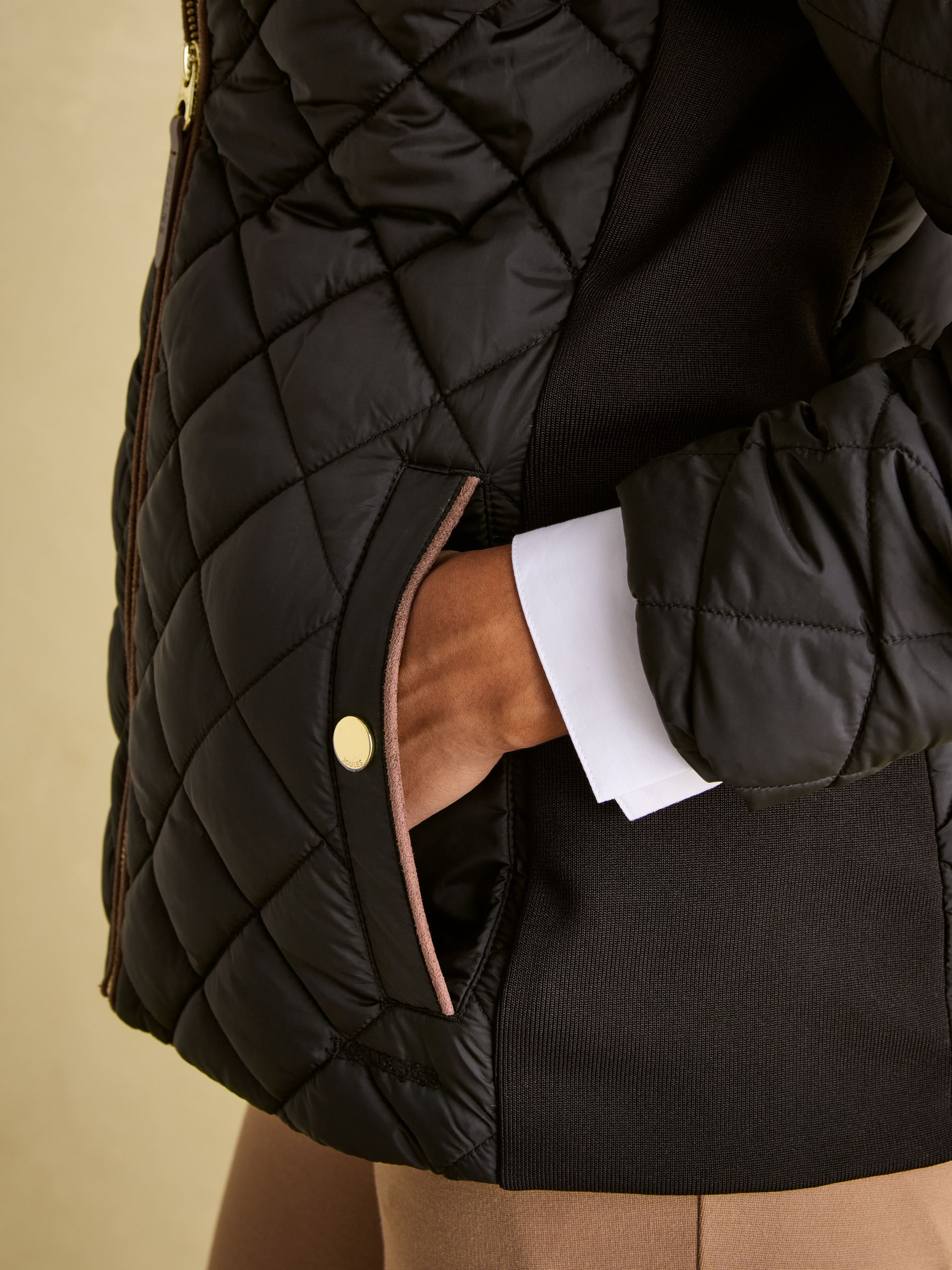 Braemar Luxe Black Showerproof Diamond Quilted Coat - Image 5 of 8