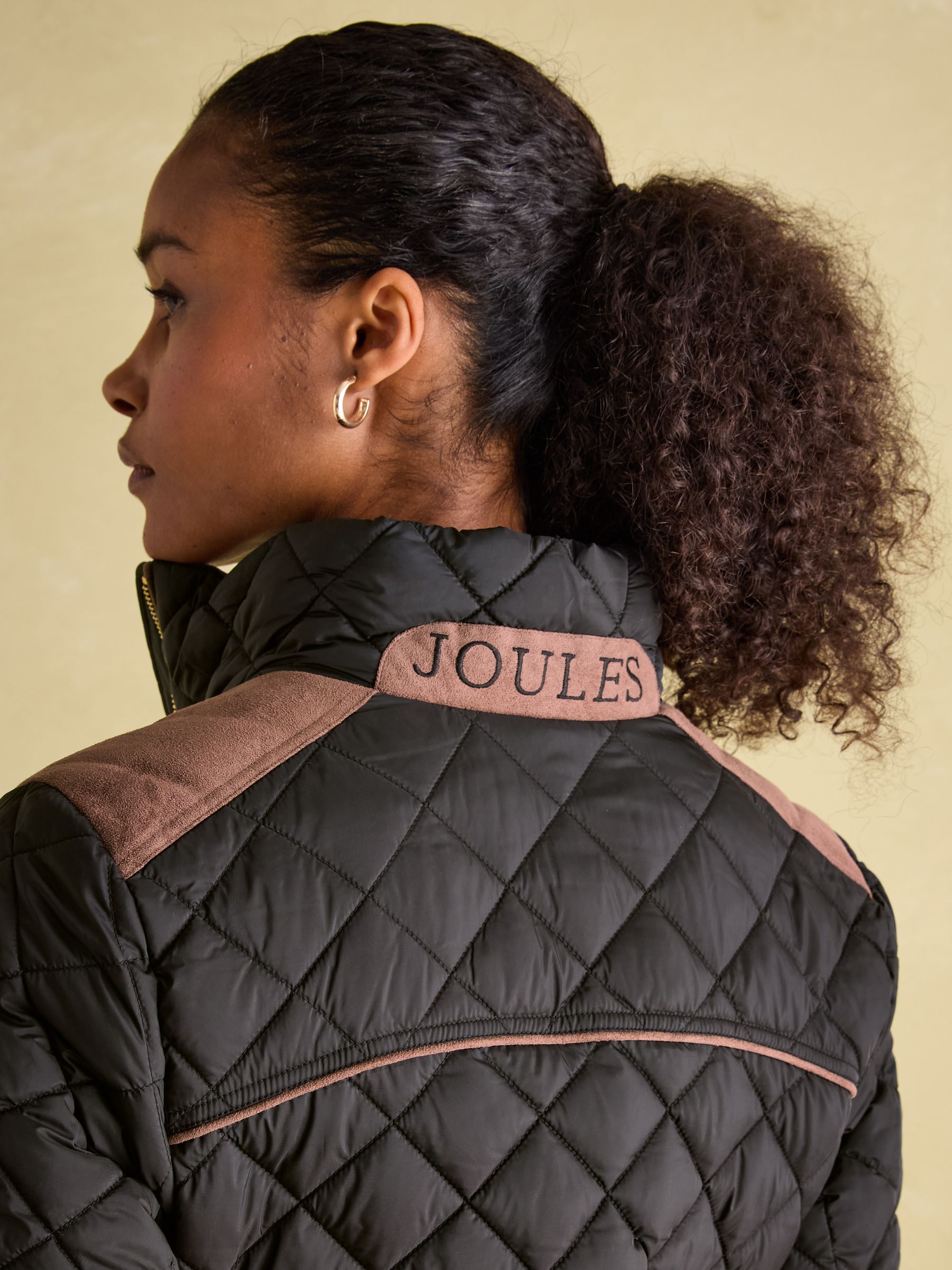 Braemar Luxe Black Showerproof Diamond Quilted Coat - Image 6 of 8