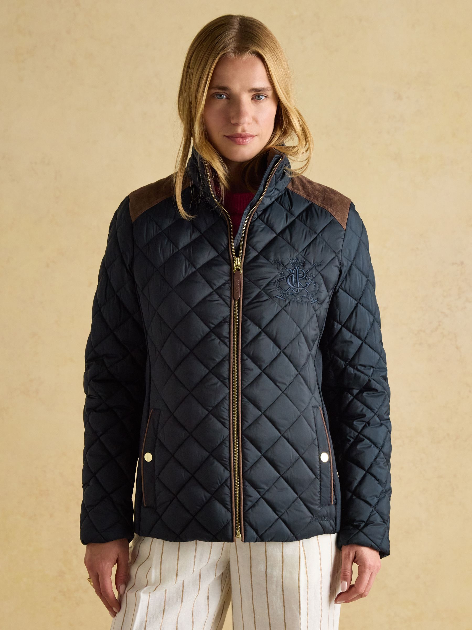 Braemar Luxe Navy Showerproof Diamond Quilted Coat - Image 1 of 8