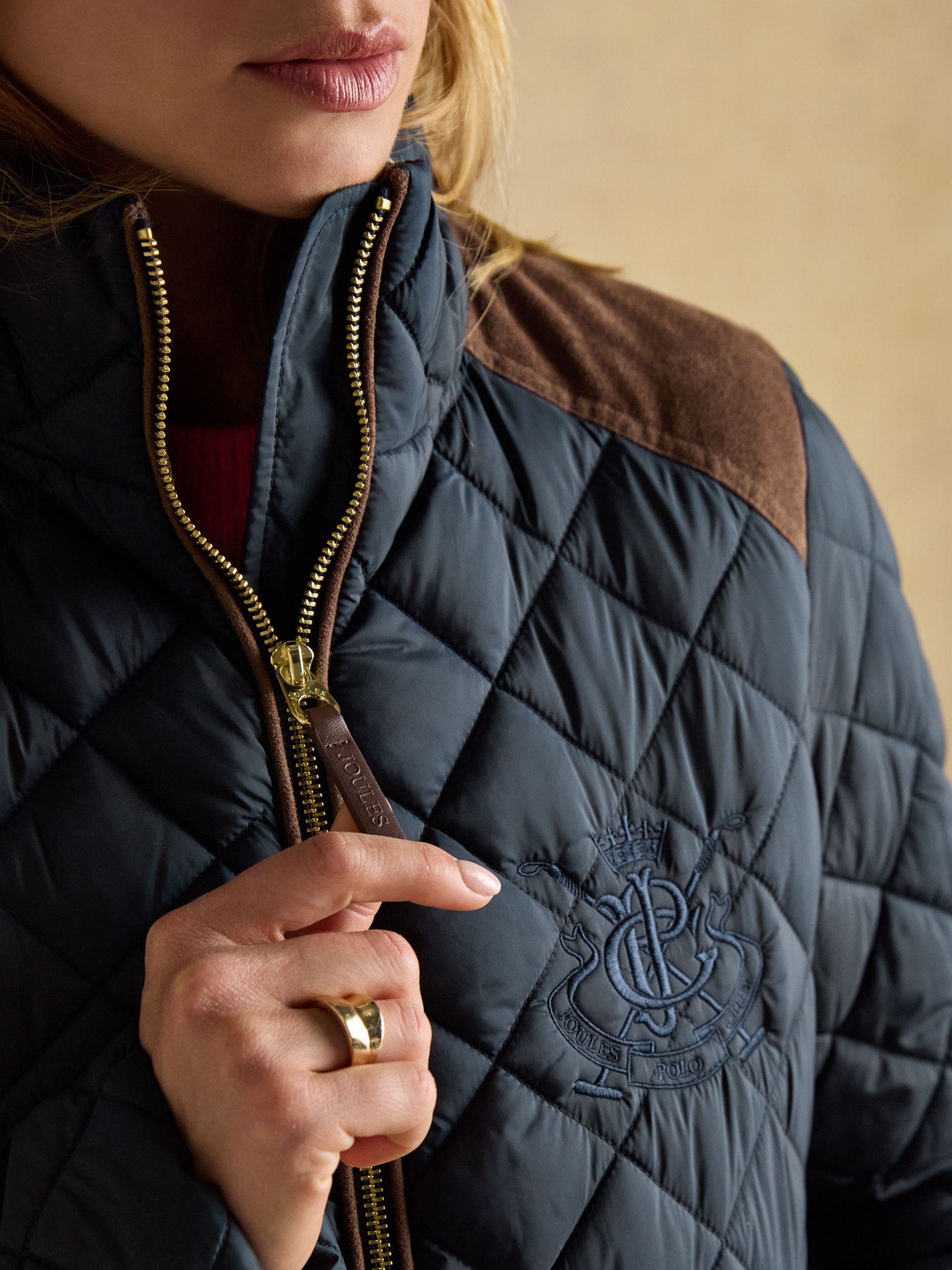 Braemar Luxe Navy Blue Showerproof Diamond Quilted Coat - Image 11 of 14