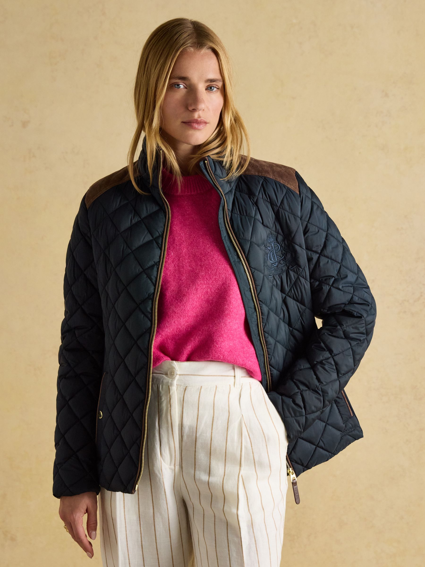 Braemar Luxe Navy Showerproof Diamond Quilted Coat - Image 2 of 8