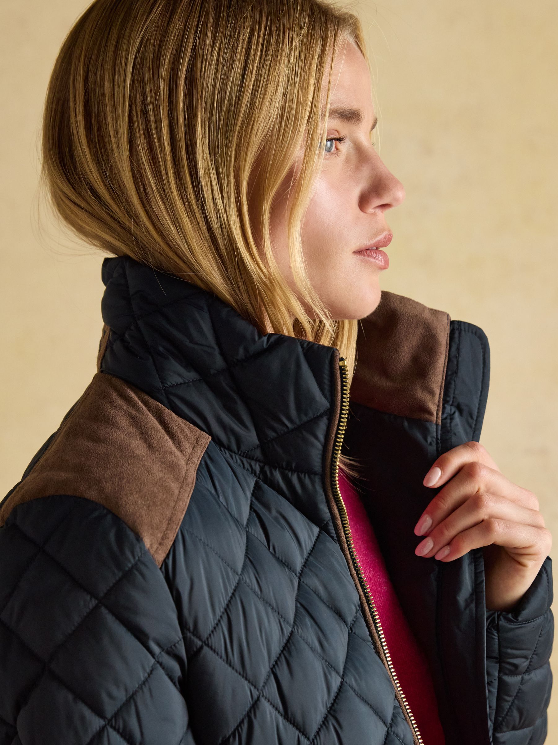 Braemar Luxe Navy Showerproof Diamond Quilted Coat - Image 8 of 8