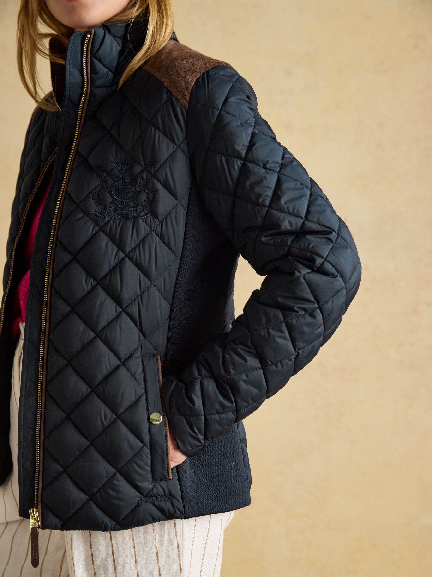 Braemar Luxe Navy Blue Showerproof Diamond Quilted Coat - Image 9 of 14