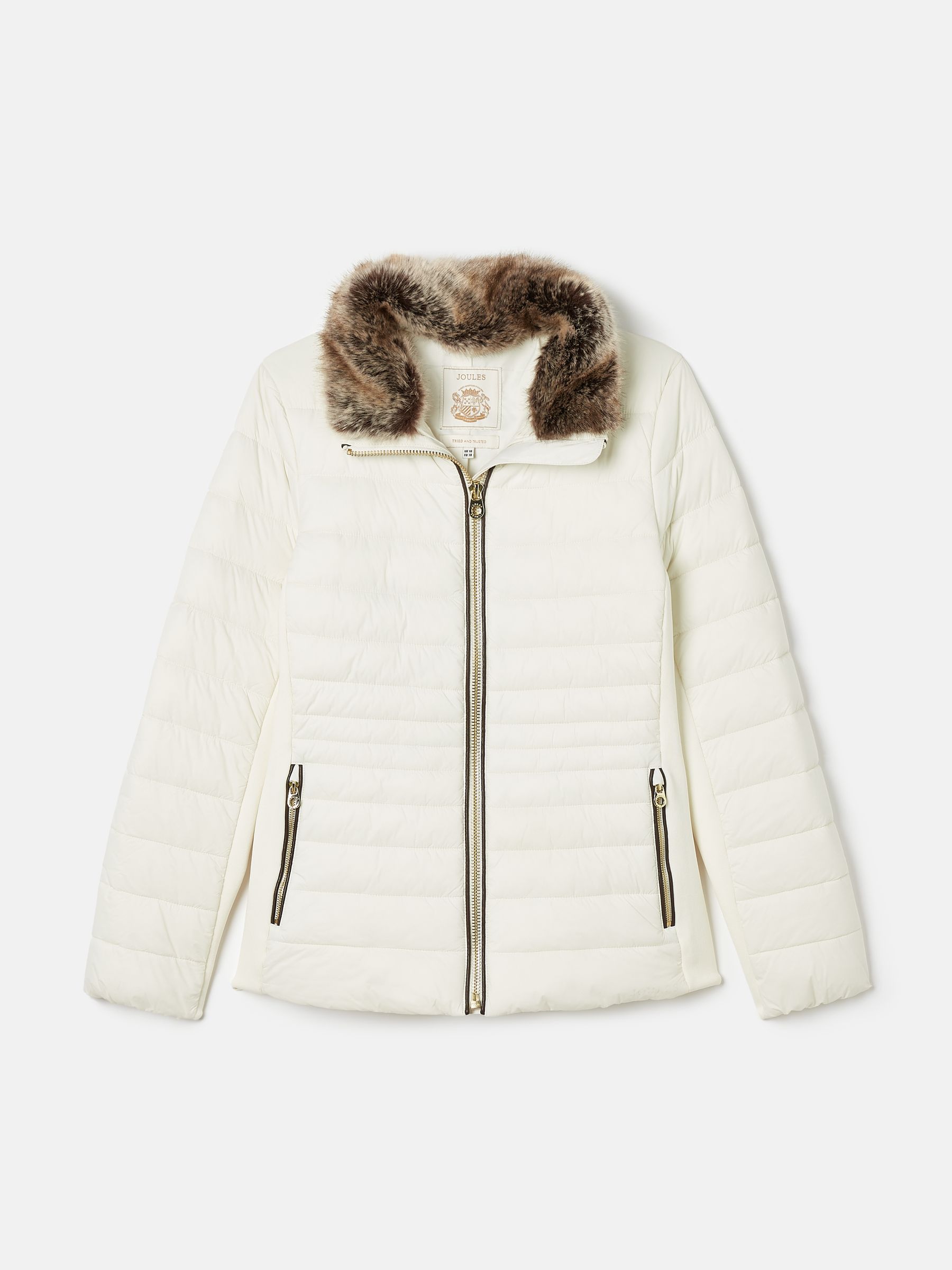 Beckley White Padded Showerproof Jacket with Faux Fur Trim - Image 8 of 8