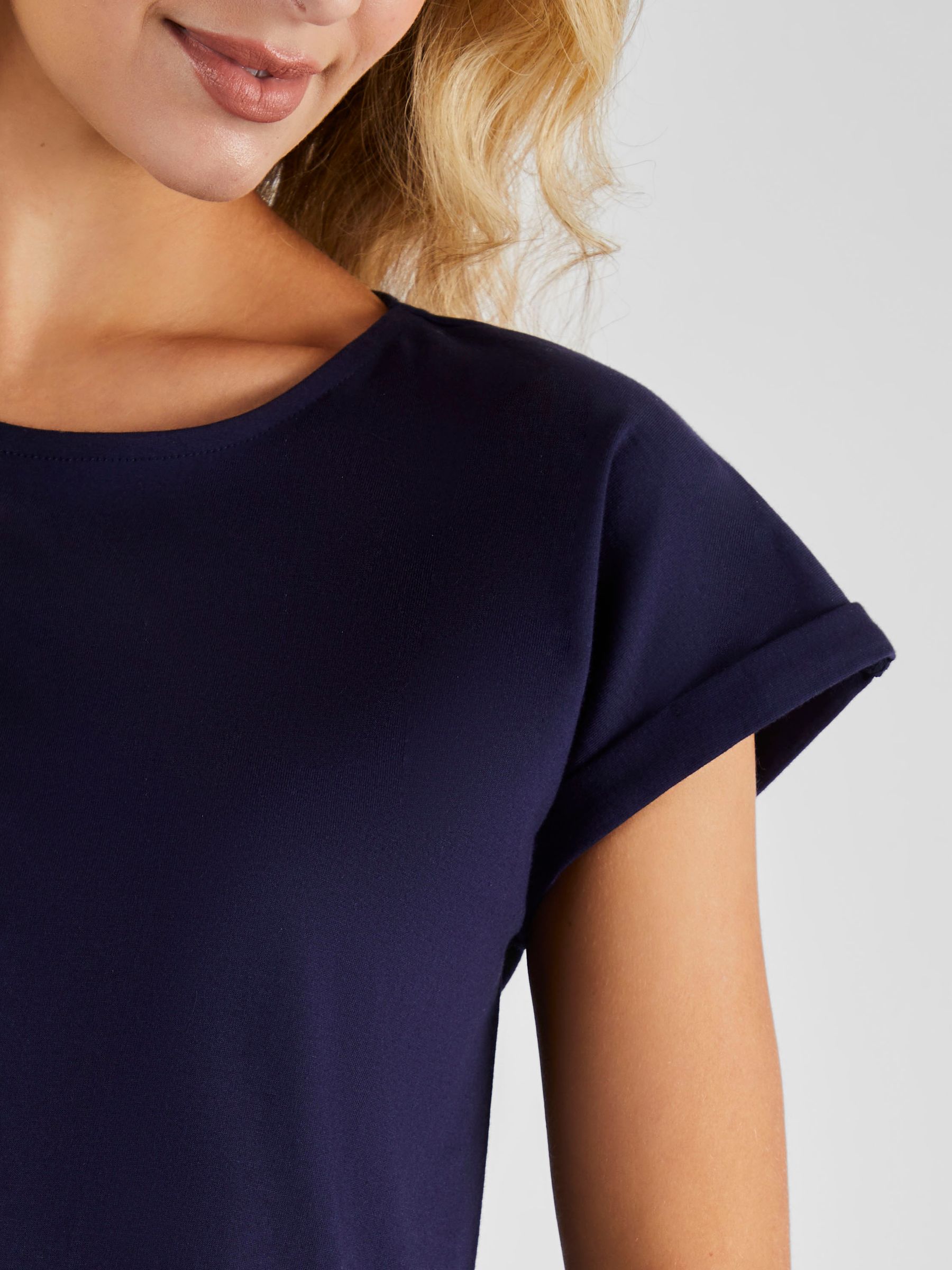 Navy Blue Boyfriend Cotton Maternity T-Shirt - Image 4 of 5
