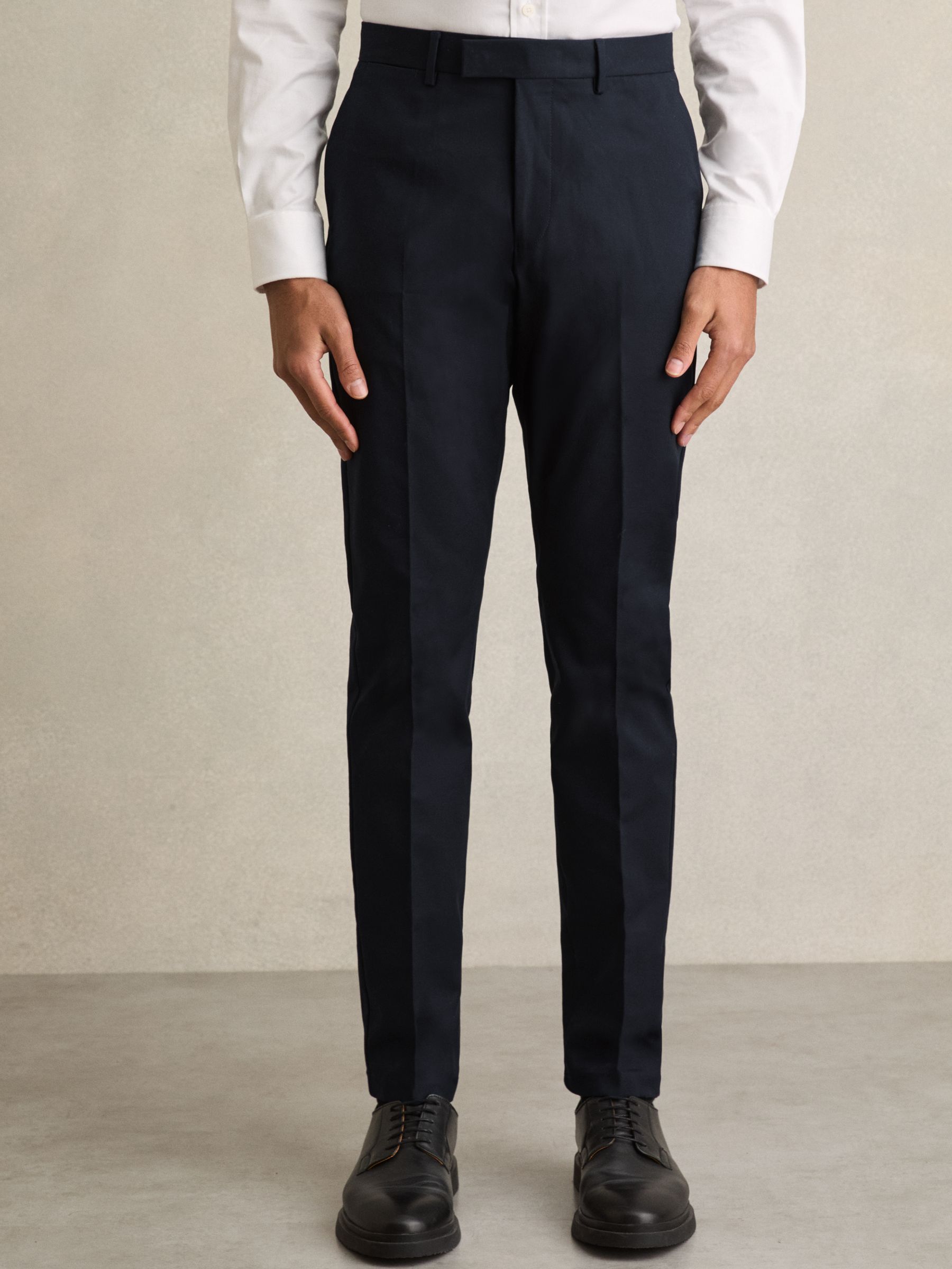 Slim Fit Cotton Blend Chinos in Navy - Image 3 of 7