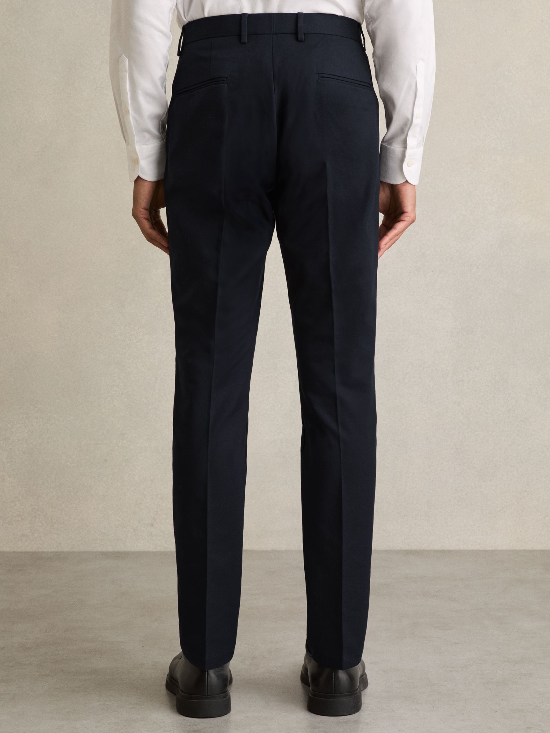 Slim Fit Cotton Blend Chinos in Navy - image 5