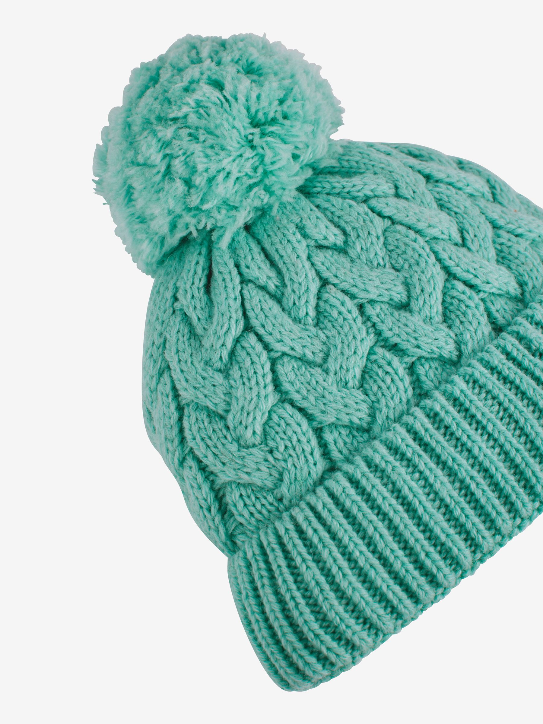 Green Chunky Cable Knit Pom Pom Hat - Image 2 of 3
