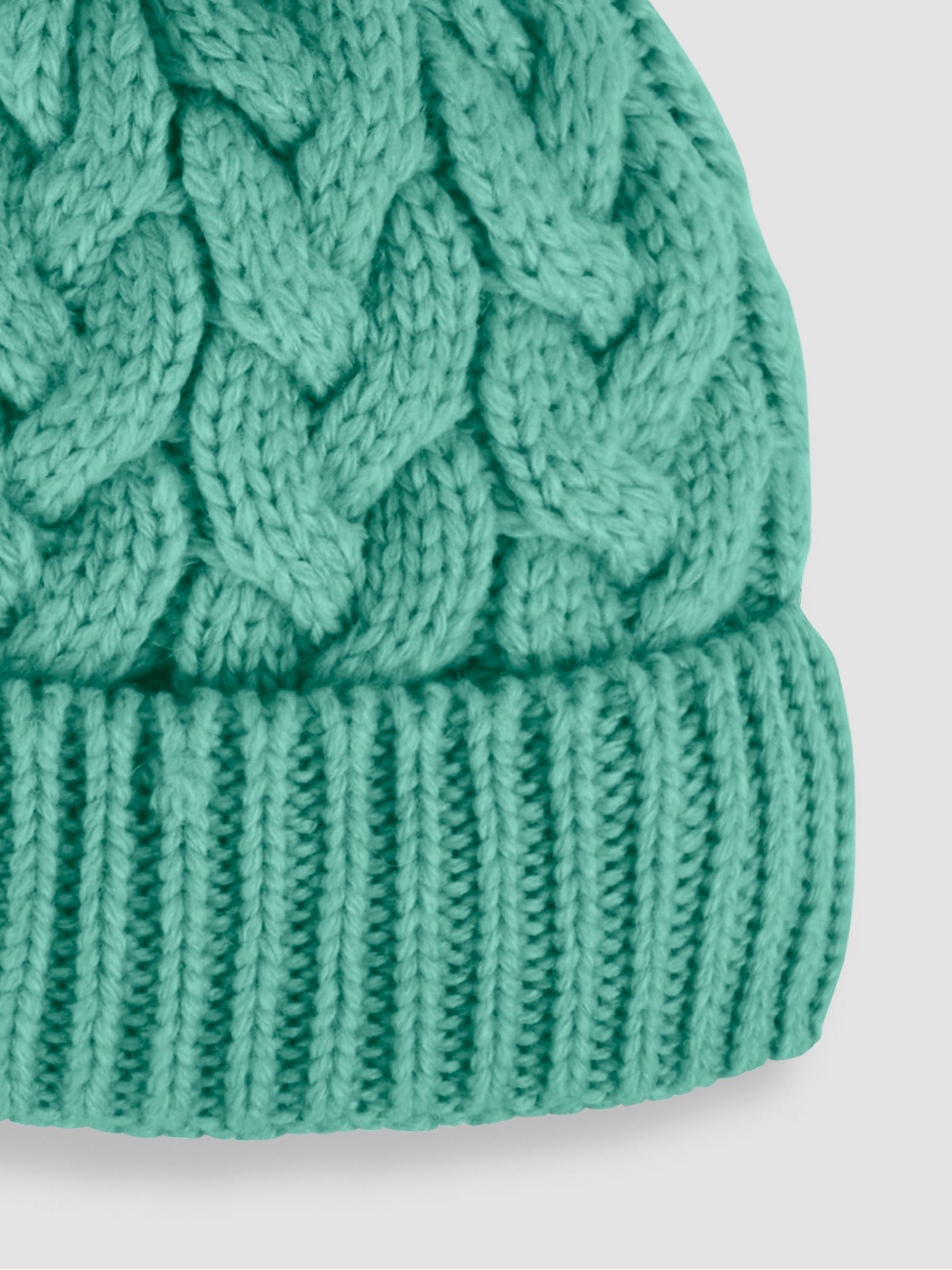 Green Chunky Cable Knit Pom Pom Hat - Image 3 of 3