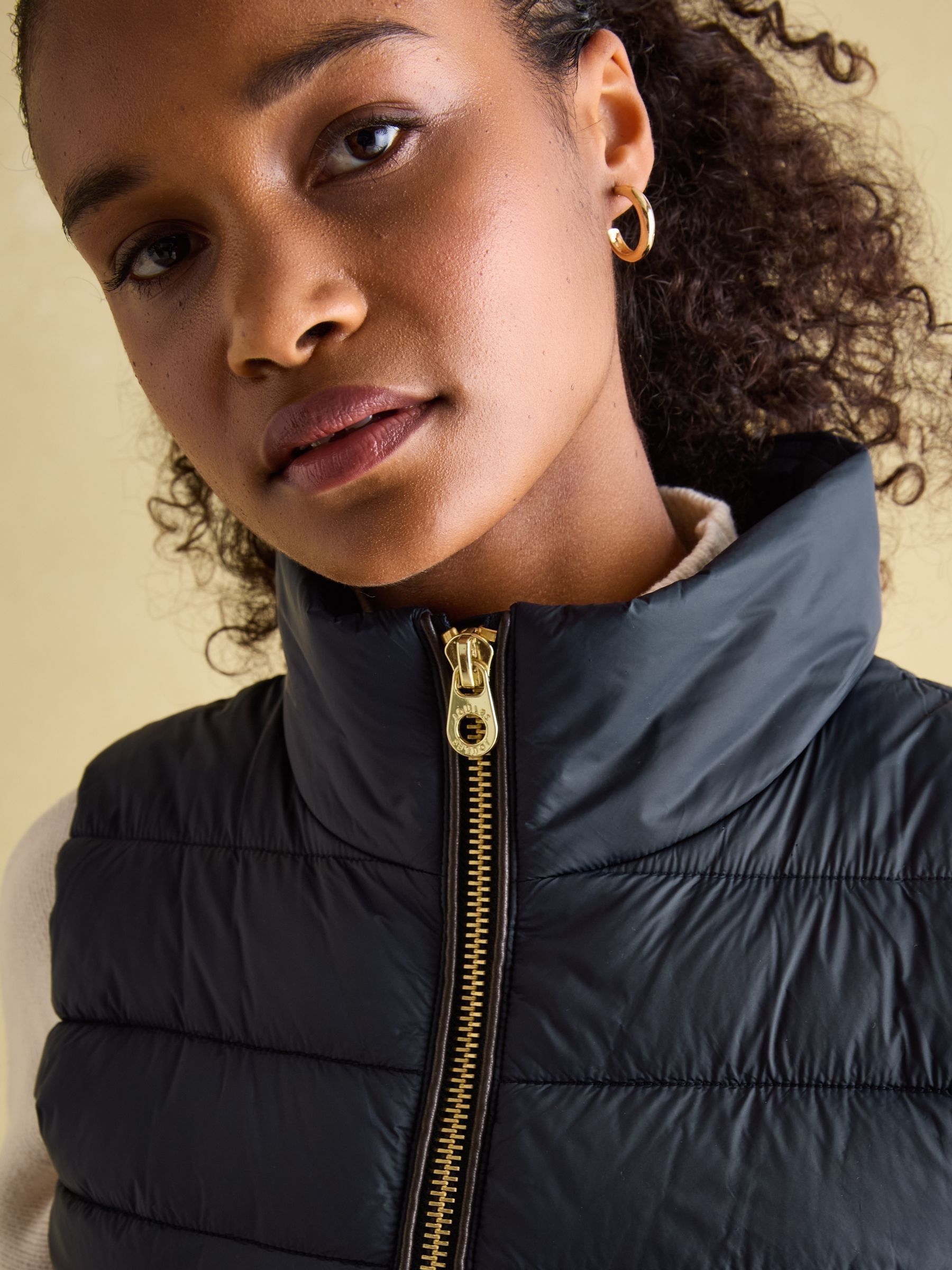 Beckley Navy Padded Showerproof Gilet With Detachable Faux Fur Collar - Image 4 of 5