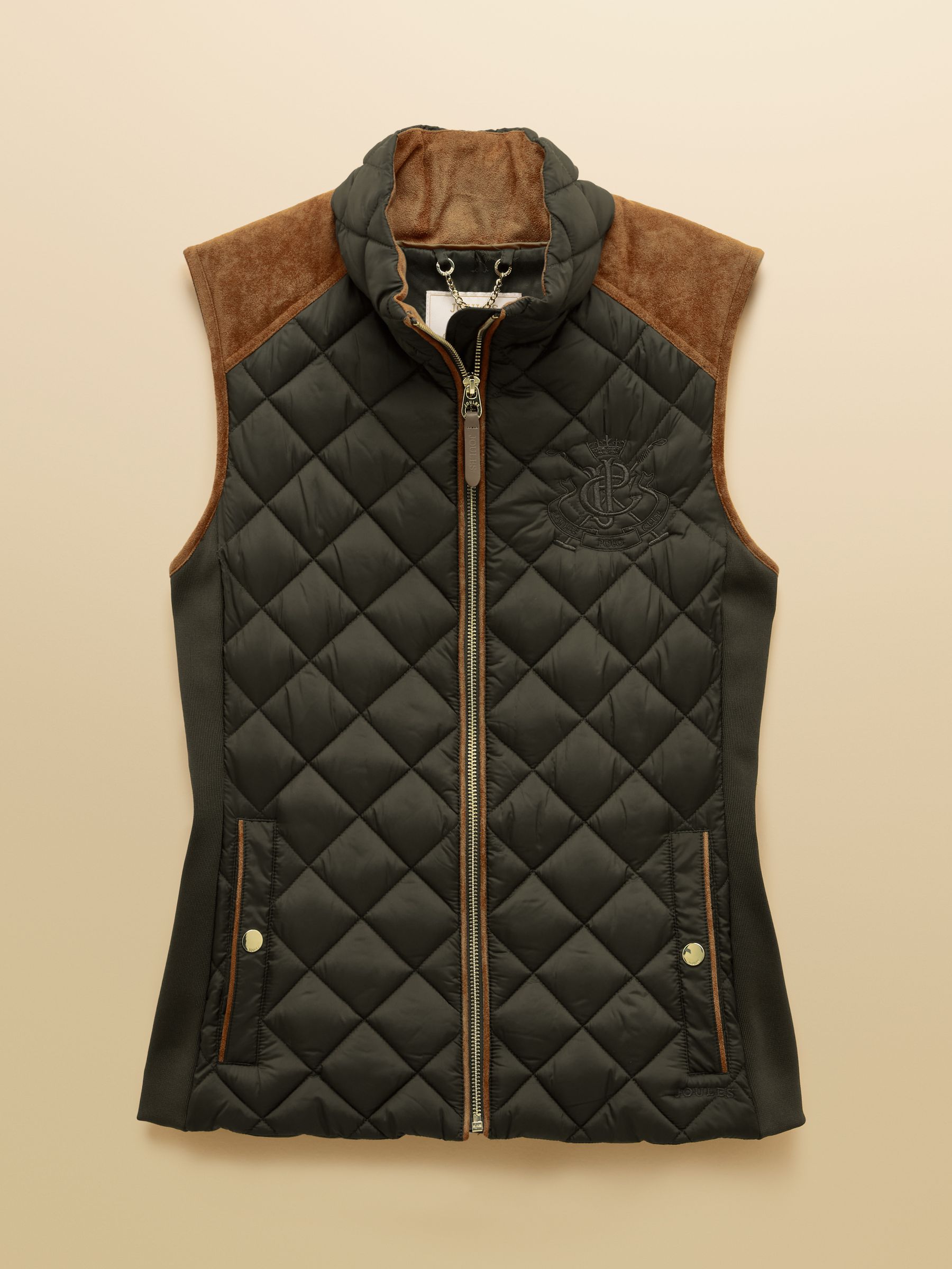 Braemar Luxe Khaki Green Showerproof Diamond Quilted Gilet - Image 13 of 13