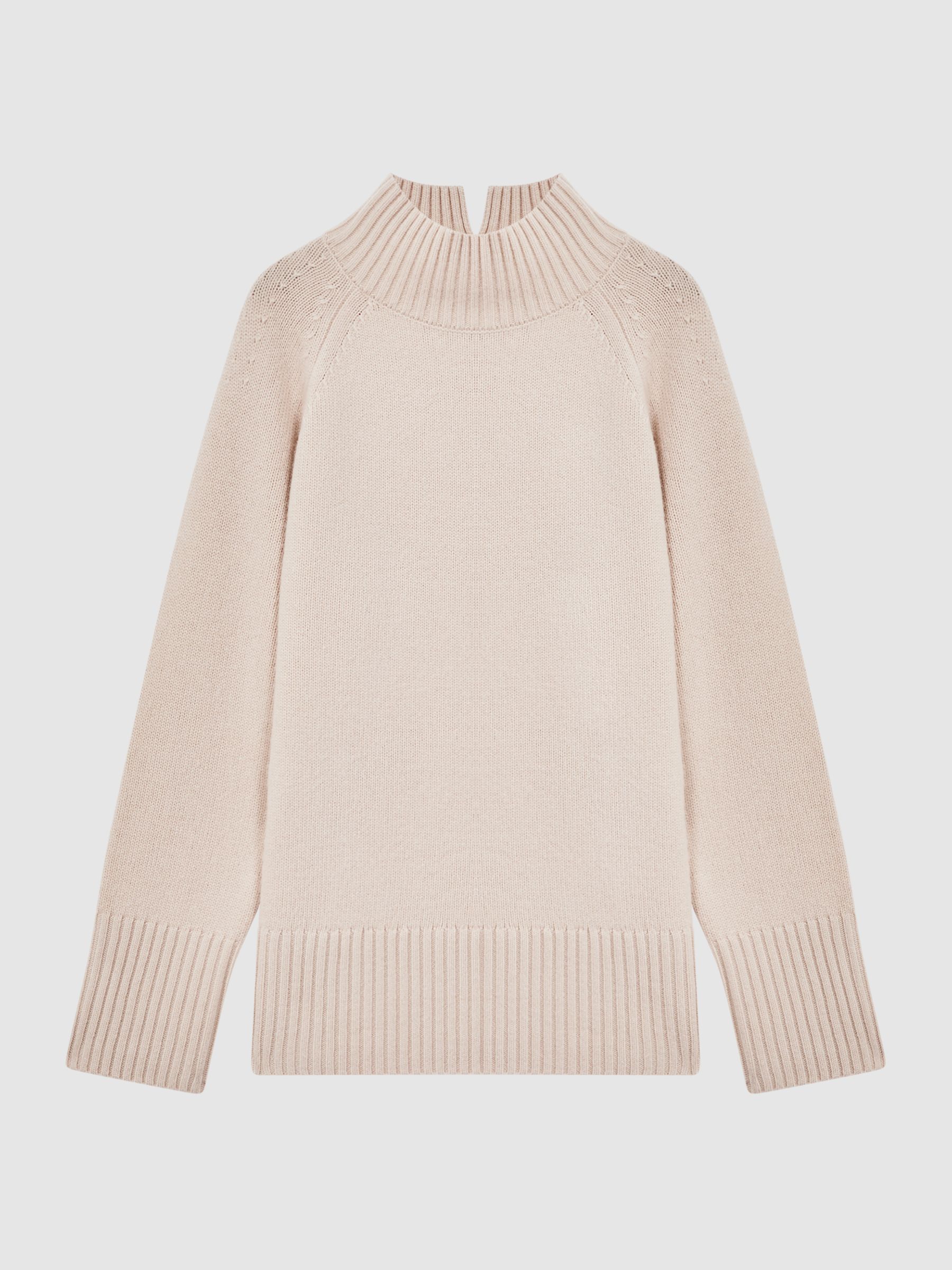 Casual Wool-Cashmere Funnel Neck Jumper in Neutral - Image 2 of 6