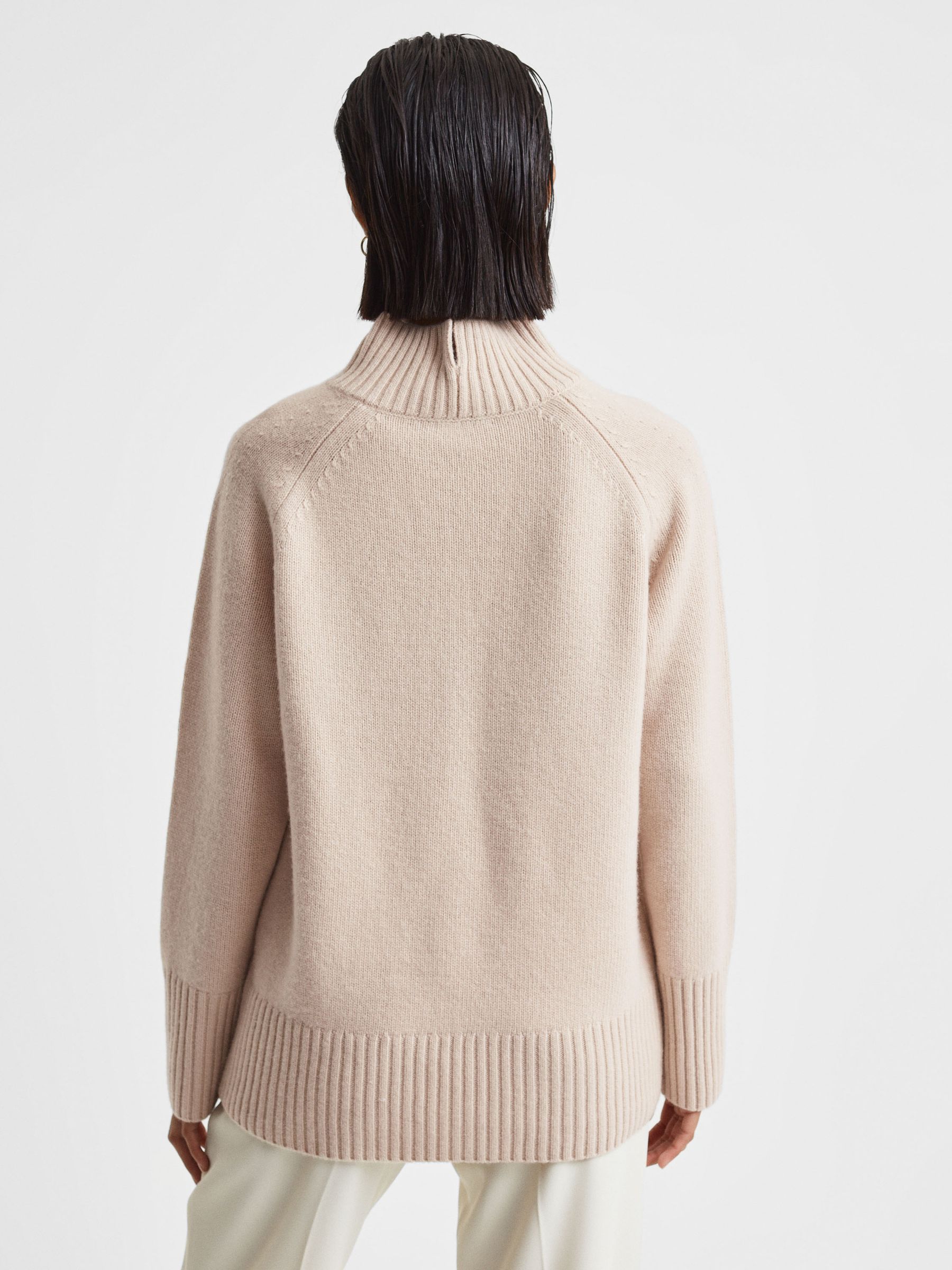 Casual Wool-Cashmere Funnel Neck Jumper in Neutral - Image 6 of 6