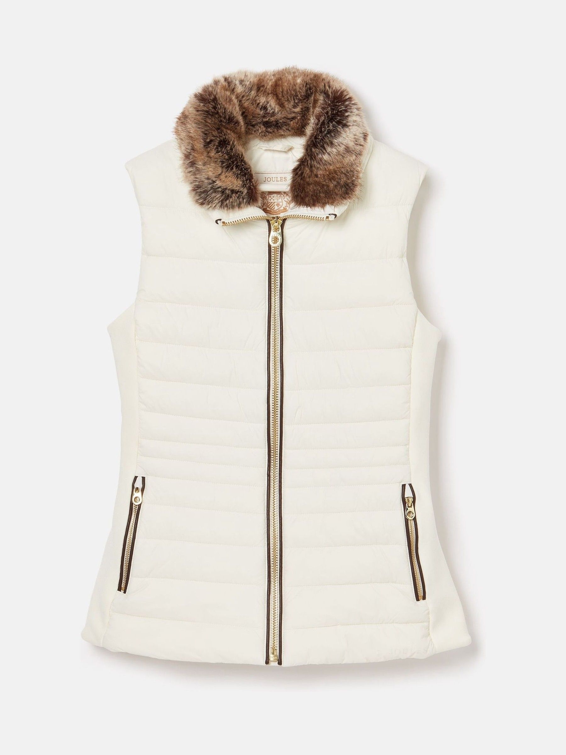 Beckley White Padded Showerproof Gilet With Detachable Faux Fur Collar - Image 7 of 7