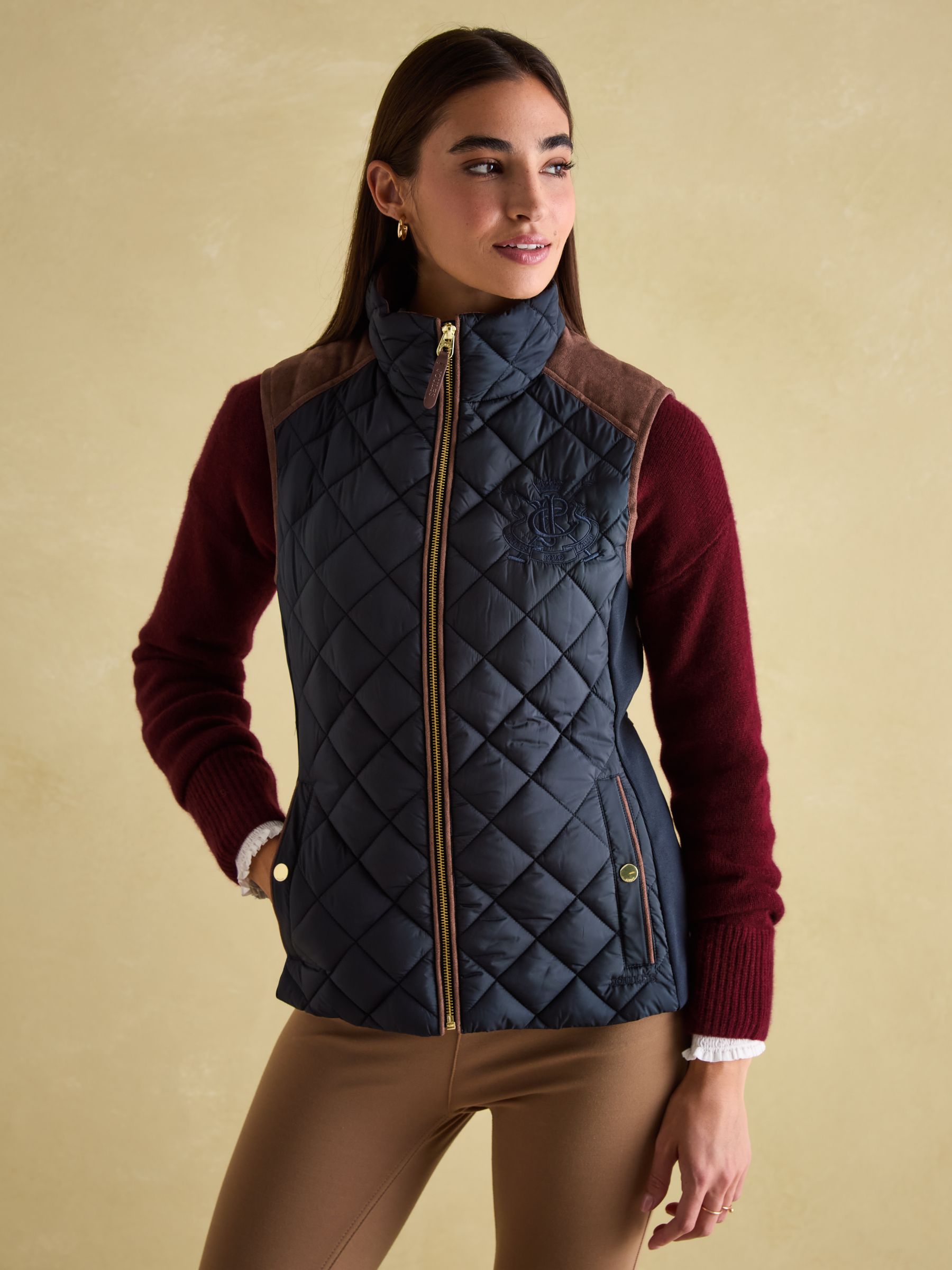 Braemar Luxe Navy Showerproof Diamond Quilted Gilet - Image 1 of 8