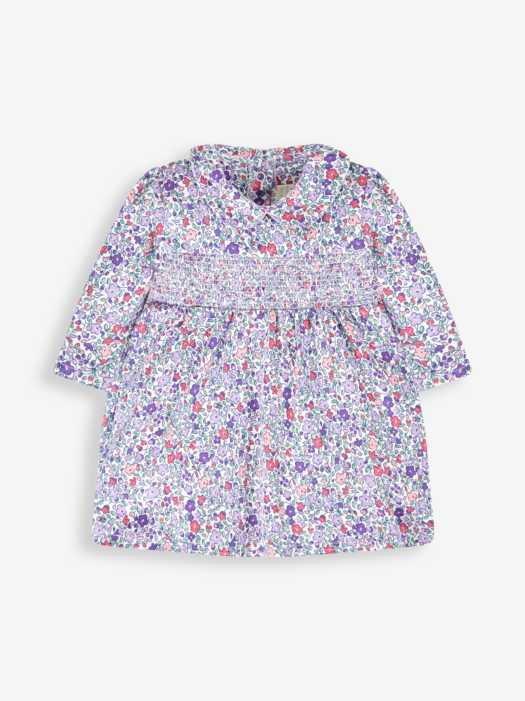 Lilac Purple Ditsy Floral Girls' Smocked Peter Pan Dress - Image 1 of 4