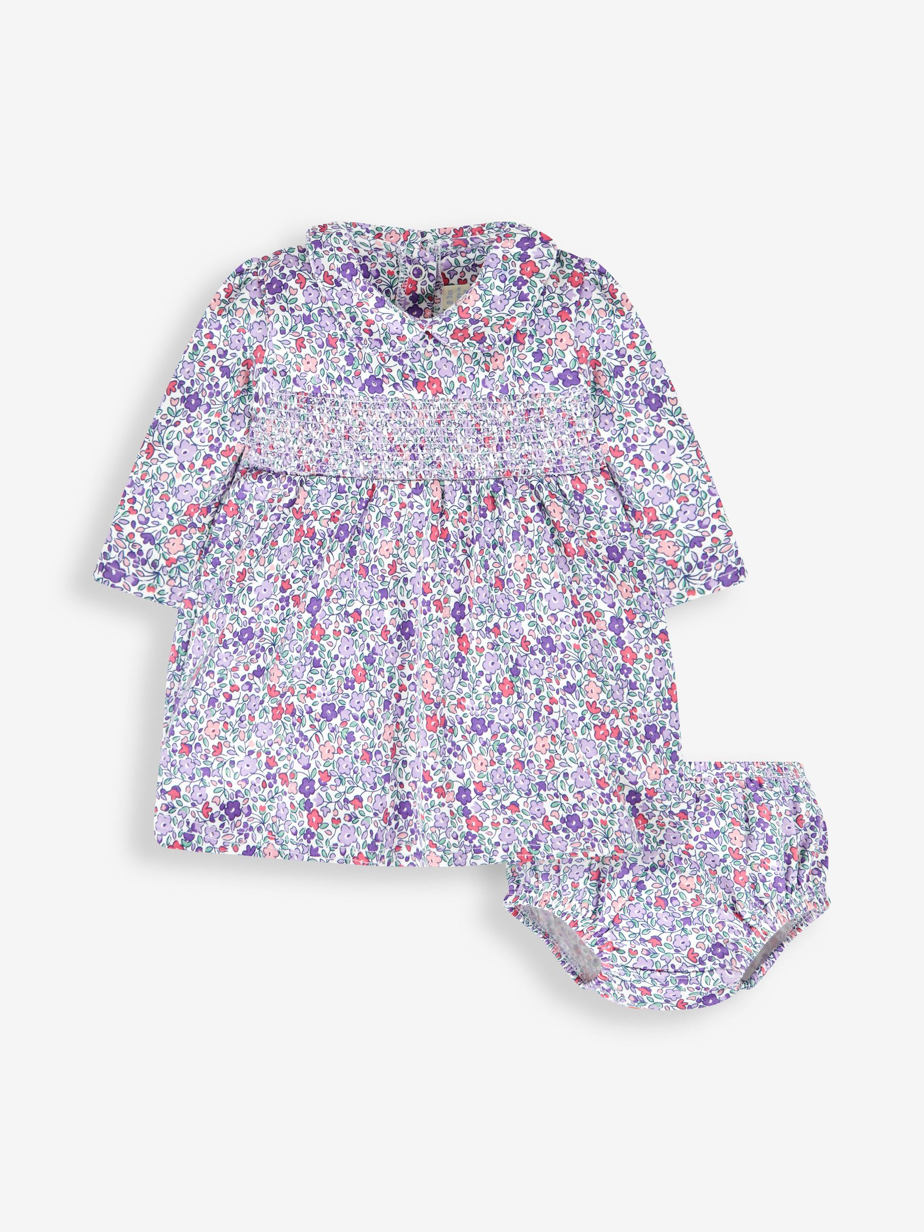 Lilac Purple Ditsy Floral Girls' Smocked Peter Pan Dress - Image 2 of 4