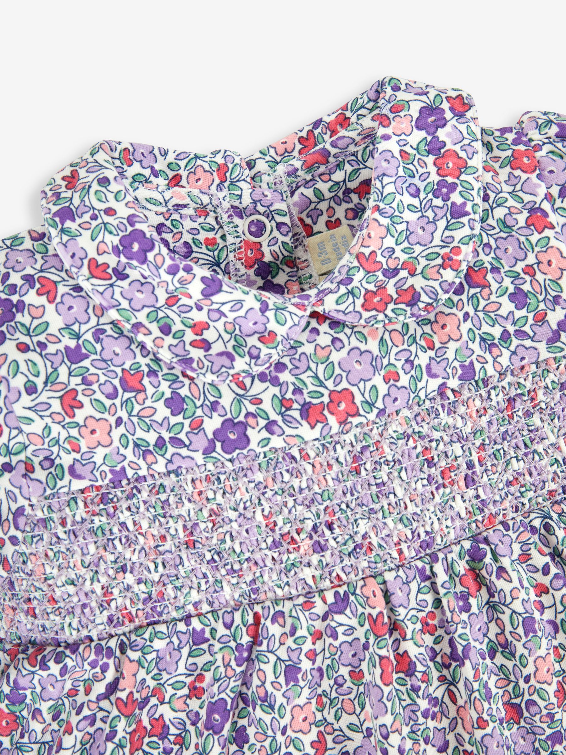 Lilac Purple Ditsy Floral Girls' Smocked Peter Pan Dress - Image 4 of 4