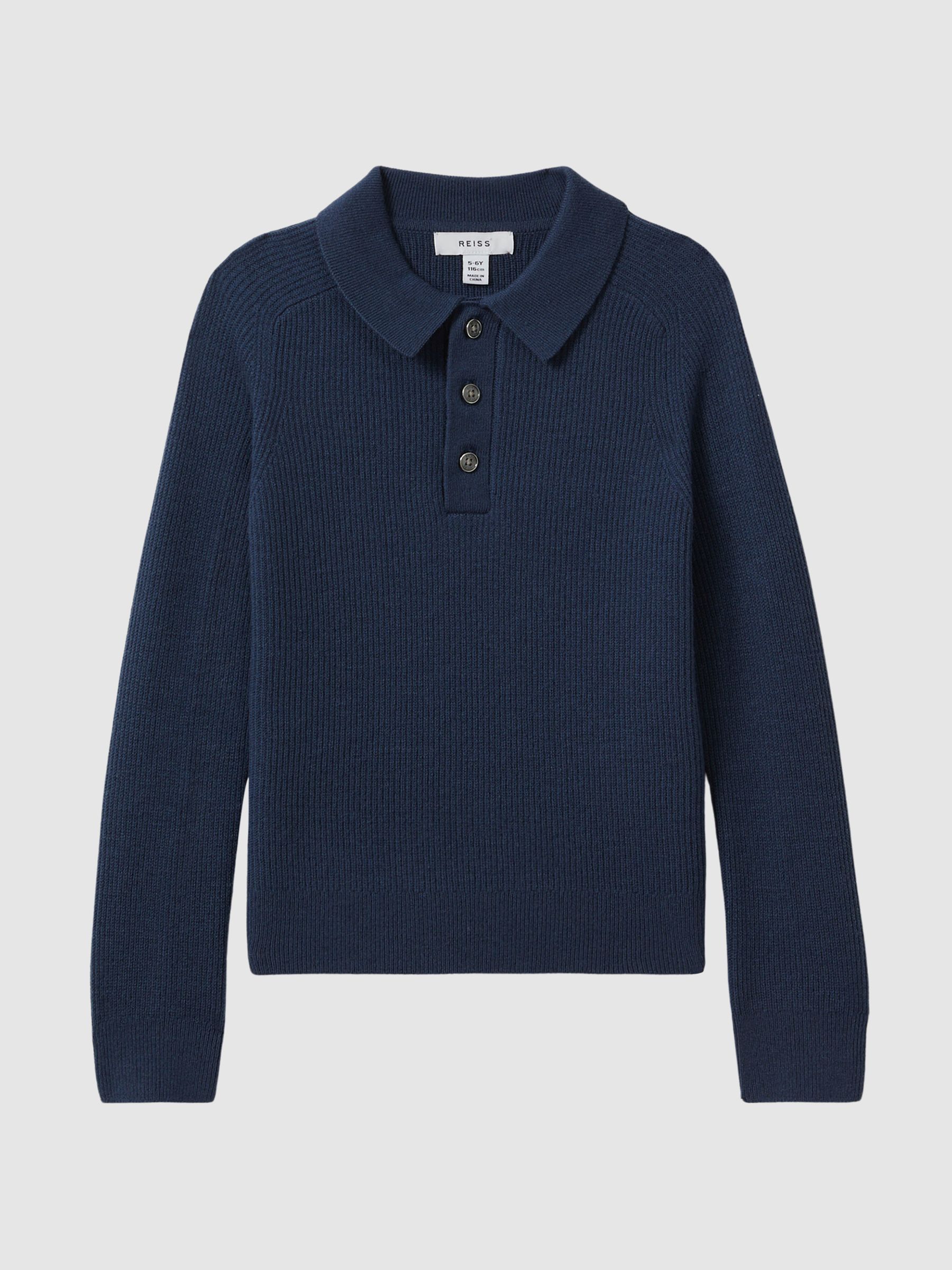 Junior Merino Wool Polo Shirt in Petrol Blue - Image 2 of 6