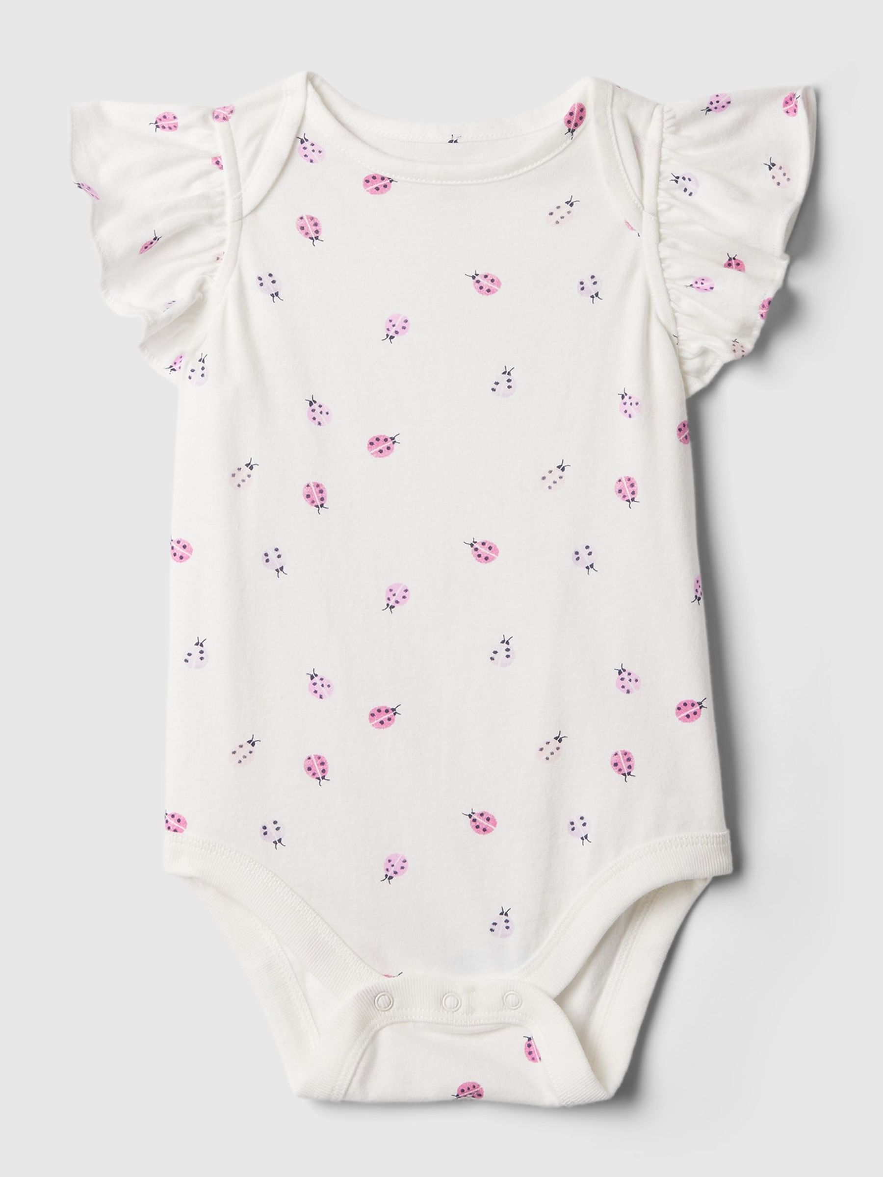 White Ruffle Short Sleeve Bodysuit (Newborn-24mths) - Image 2 of 2
