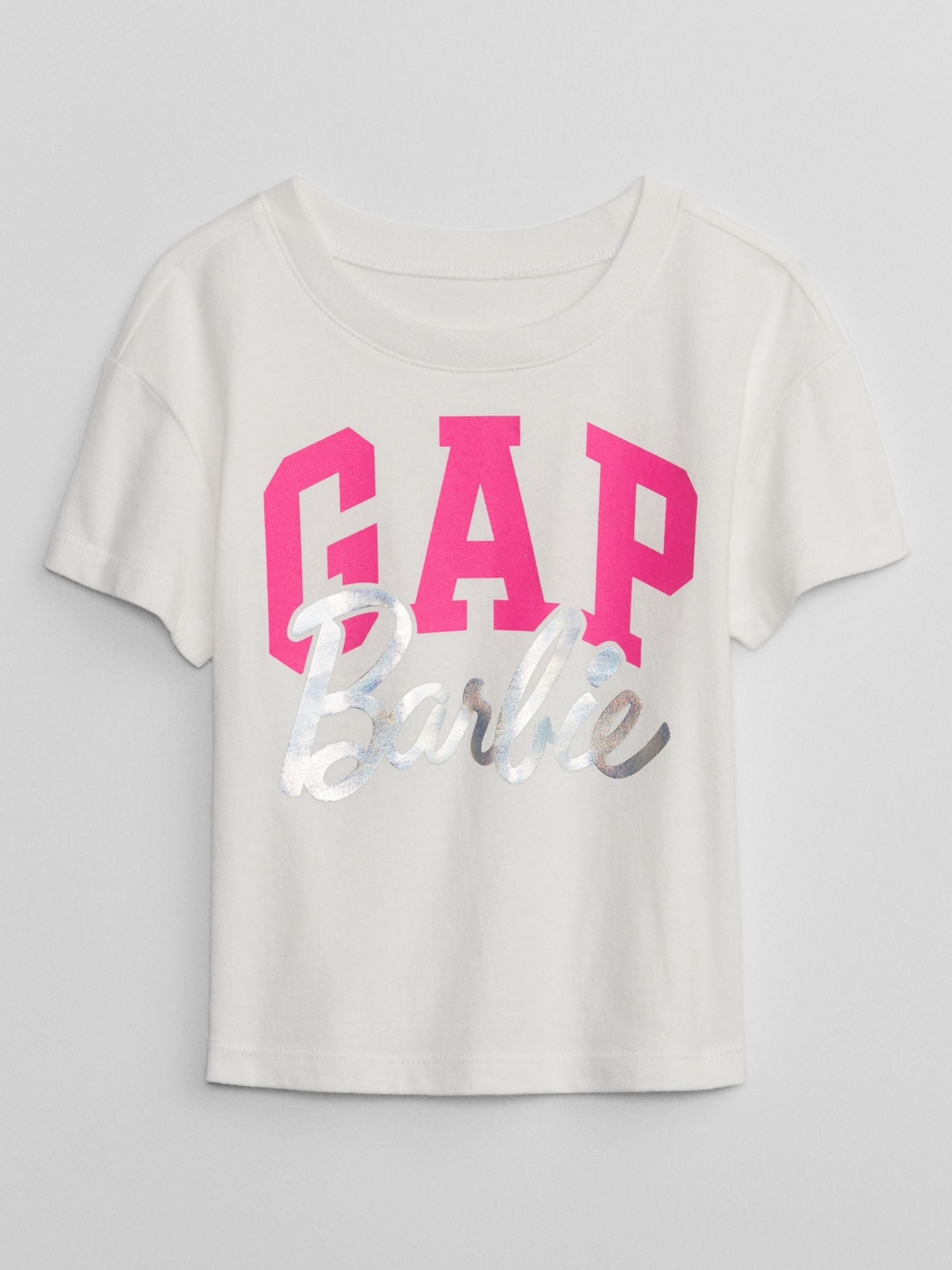 White Metallic Barbie Logo Short Sleeve Crew Neck T-Shirt (Newborn-5yrs) - Image 2 of 2