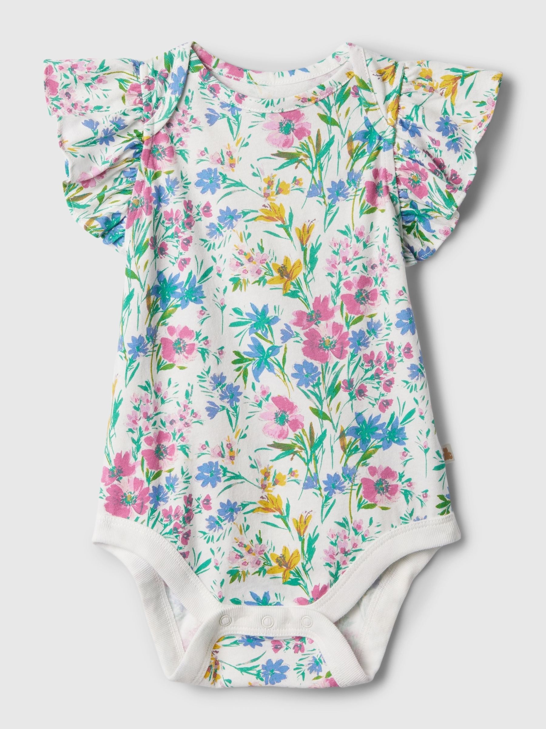 White/Multi Ruffle Short Sleeve Bodysuit (Newborn-24mths) - Image 1 of 1