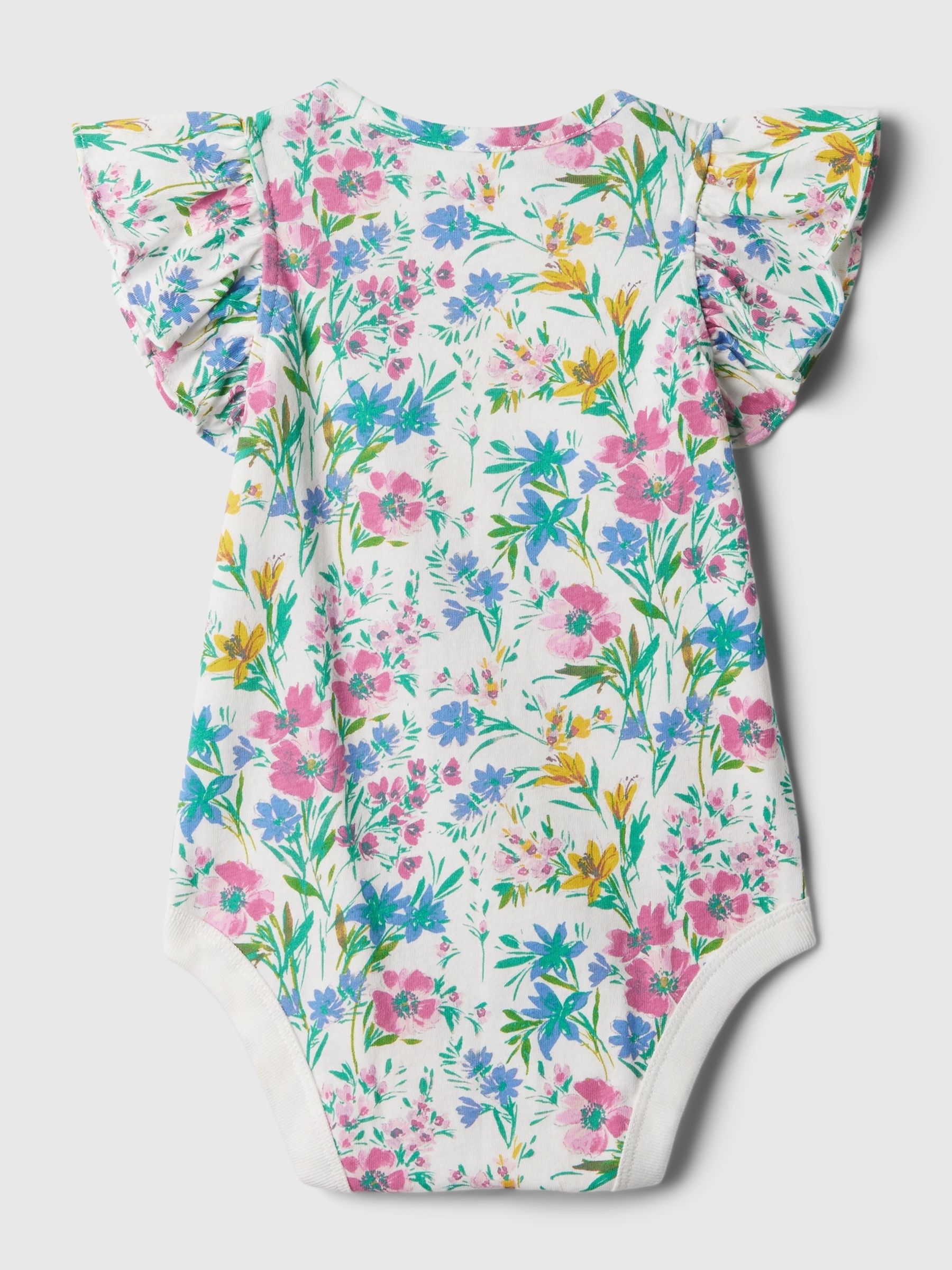 White/Multi Ruffle Short Sleeve Bodysuit (Newborn-24mths) - Image 2 of 2