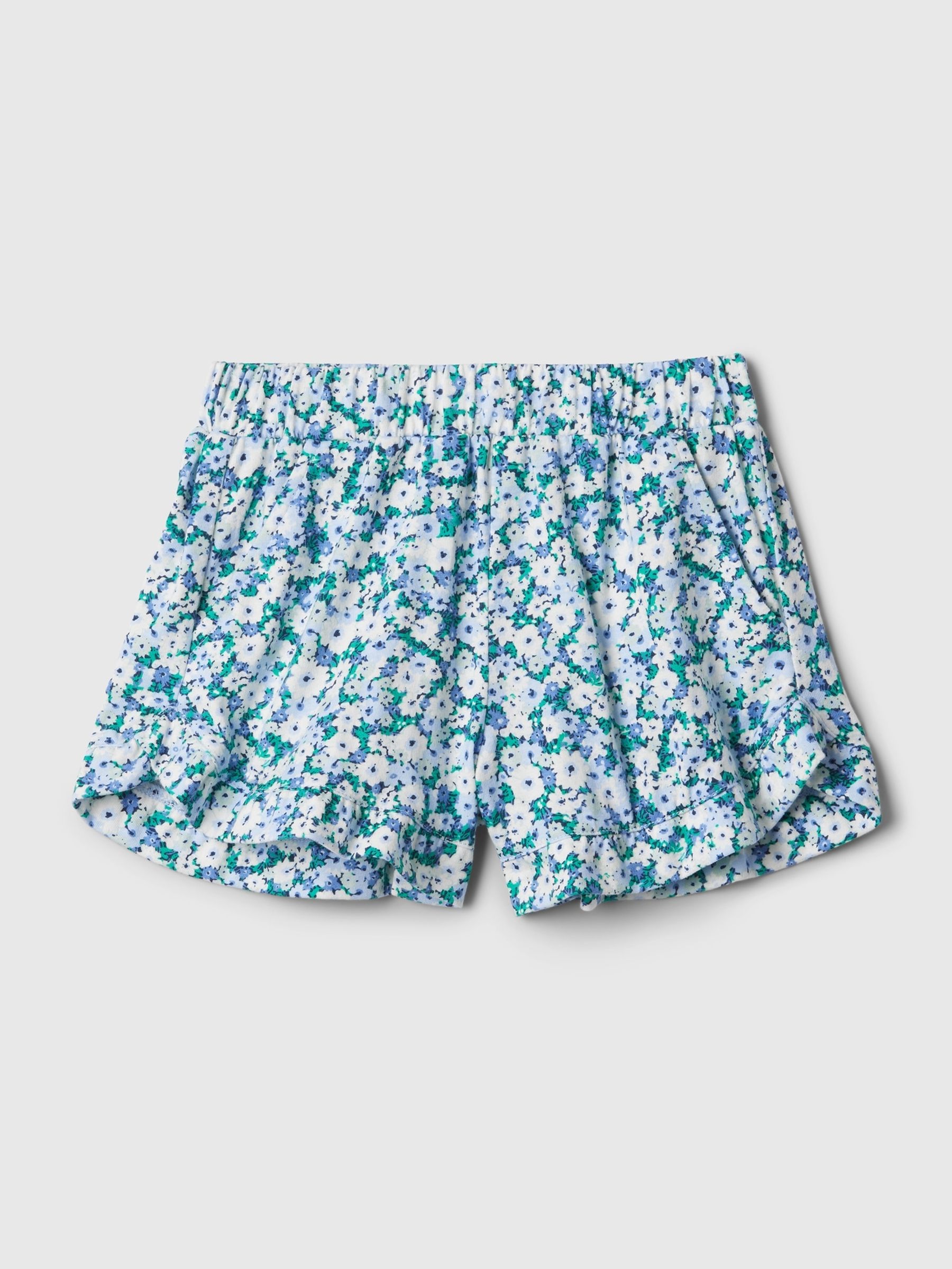 Blue Floral Pull On Ruffle Baby Shorts (3mths-5yrs) - Image 1 of 2