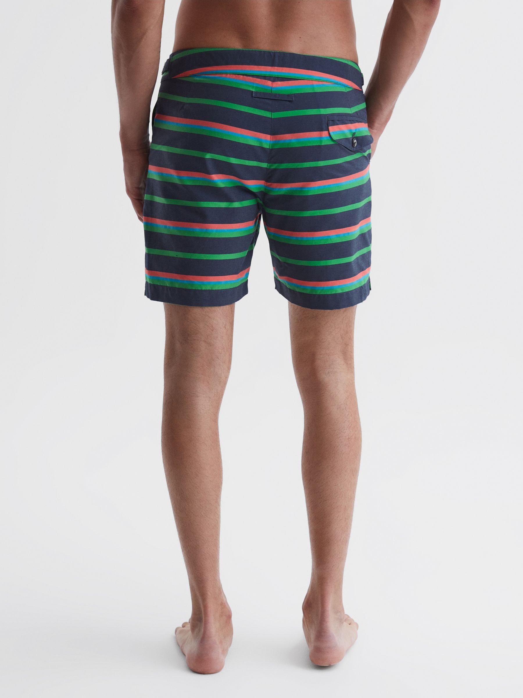 Hemingsworth Side Adjuster Striped Swim Shorts in Indigo - Image 4 of 5