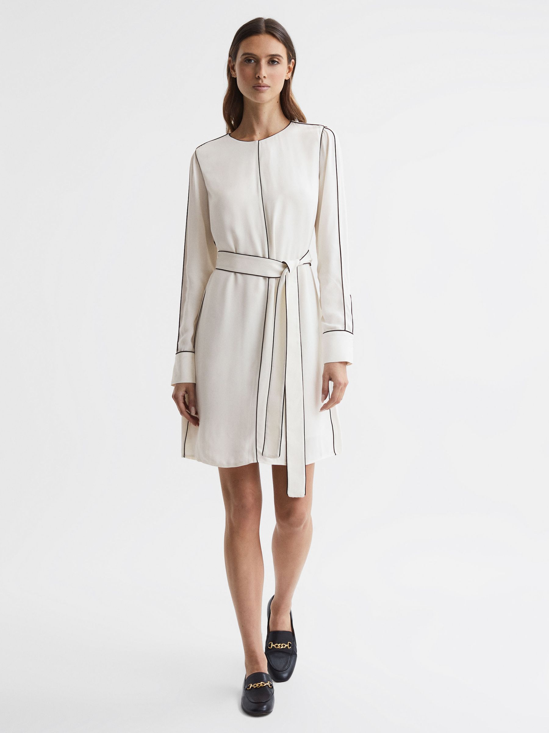 Belted Trim Dress in Cream - Image 3 of 5