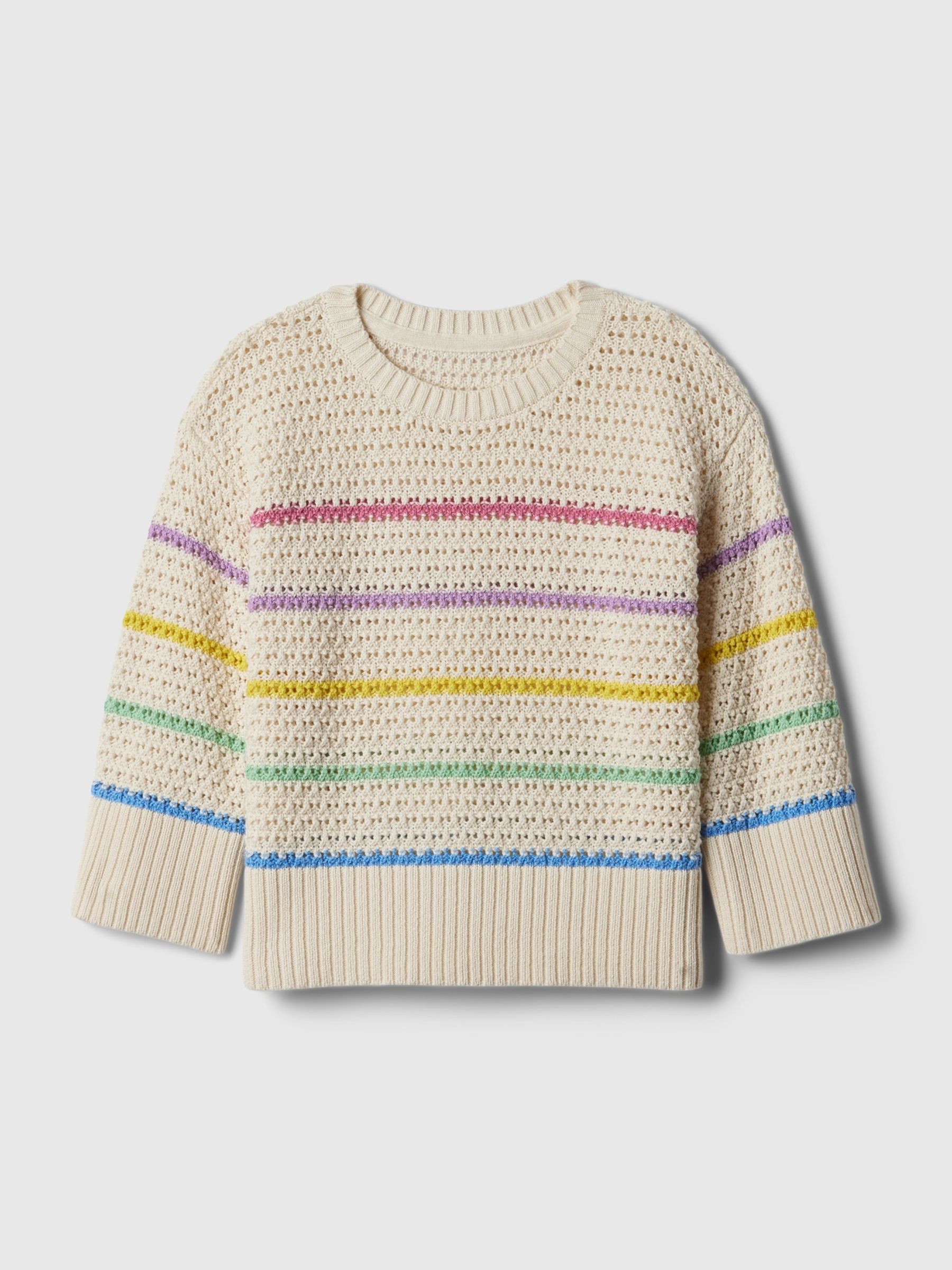 Natural Stripe Pointelle Cotton Jumper (6mths-5yrs) - Image 1 of 2