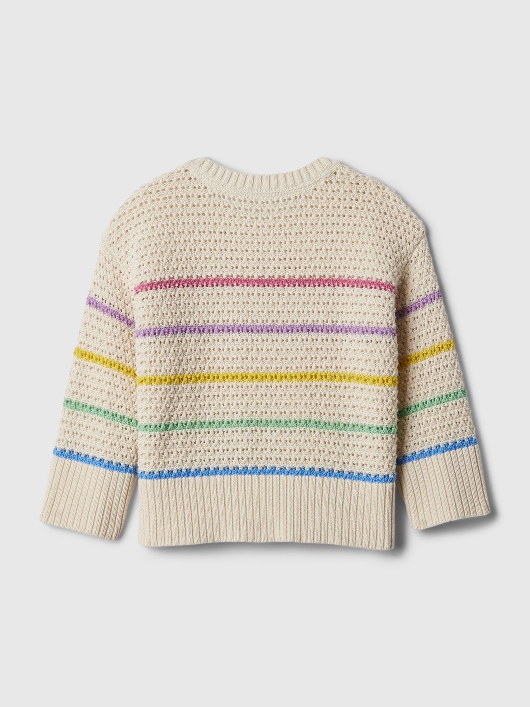 Natural Stripe Pointelle Cotton Jumper (6mths-5yrs) - Image 2 of 2